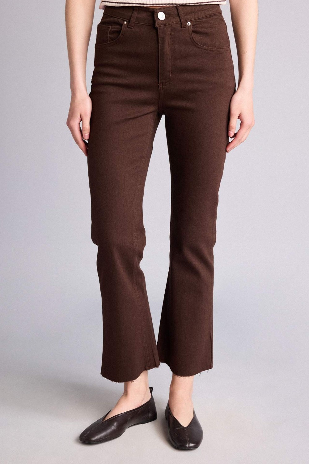 DeFacto %100 Pamuk Crop Flare Fit Yüksek Bel Bilek Boy Jean Pantolon H8501AX26SP görsel 3