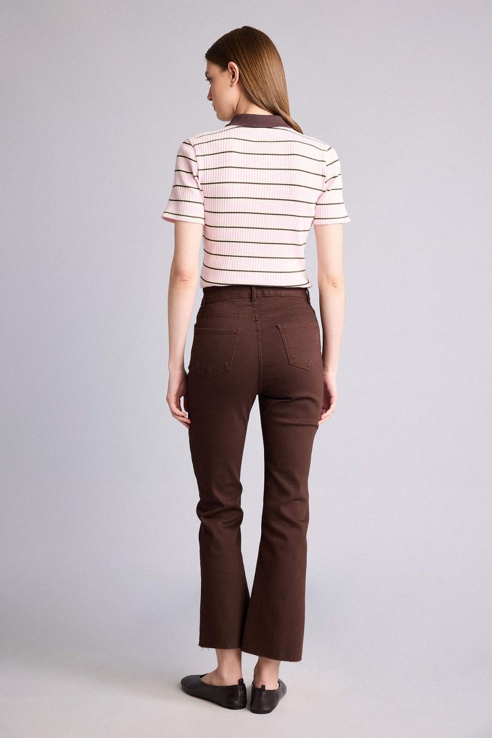 DeFacto %100 Pamuk Crop Flare Fit Yüksek Bel Bilek Boy Jean Pantolon H8501AX26SP görsel 5