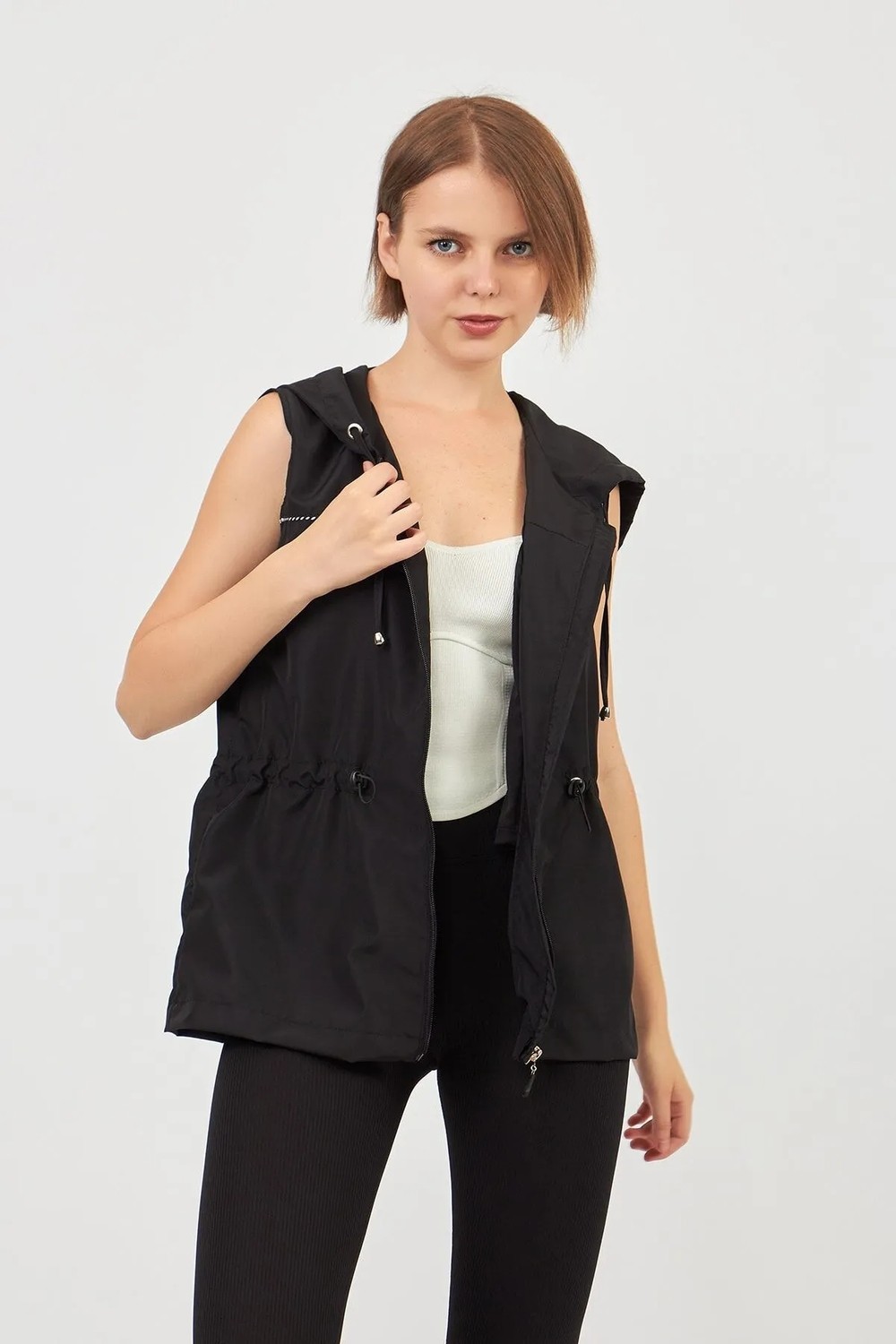 Moda Tuğram Beyaz Mikro Kumaş Yelek görsel 8