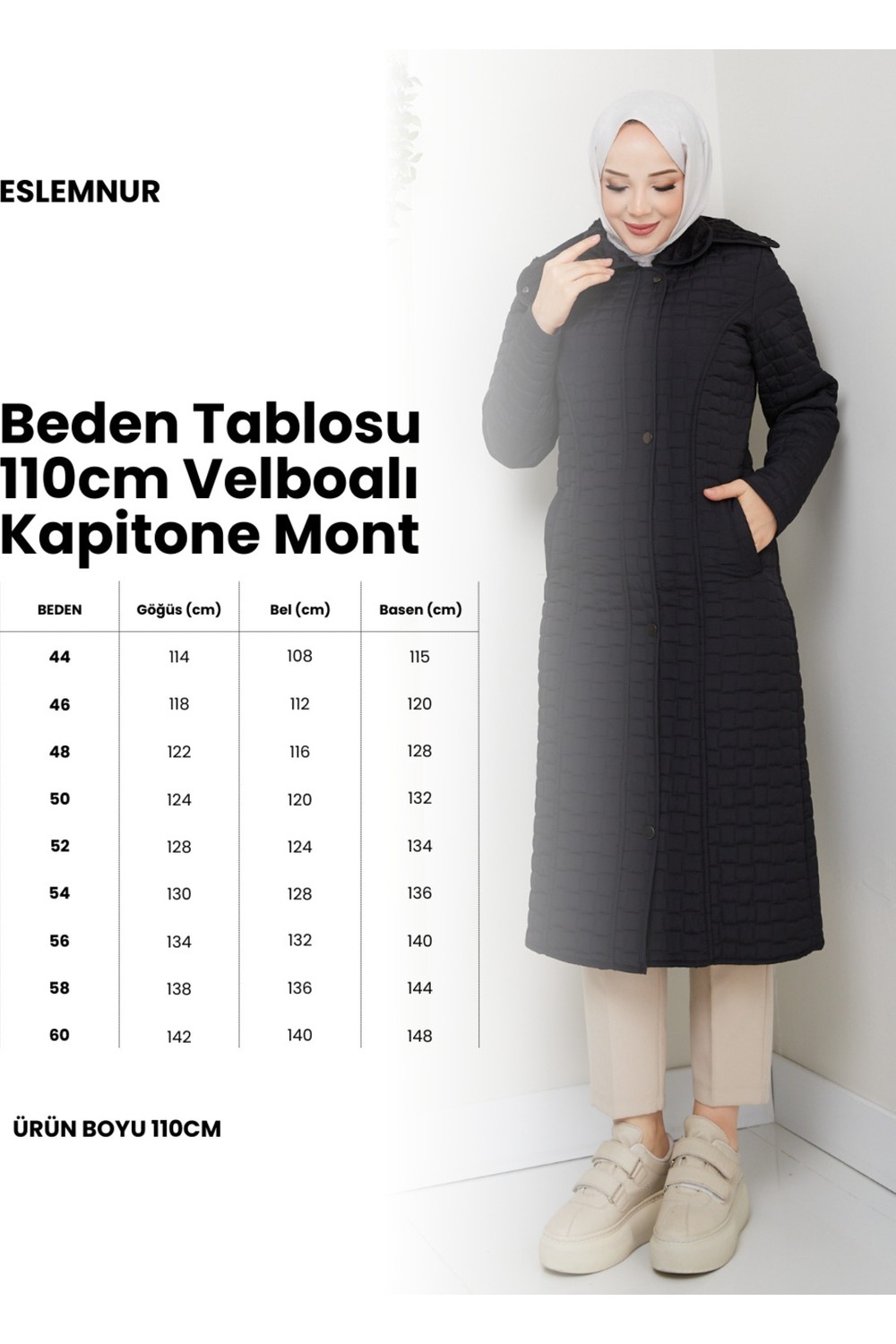 Eslemnur 110CM Içi Velboalı Kapitone Mont görsel 6
