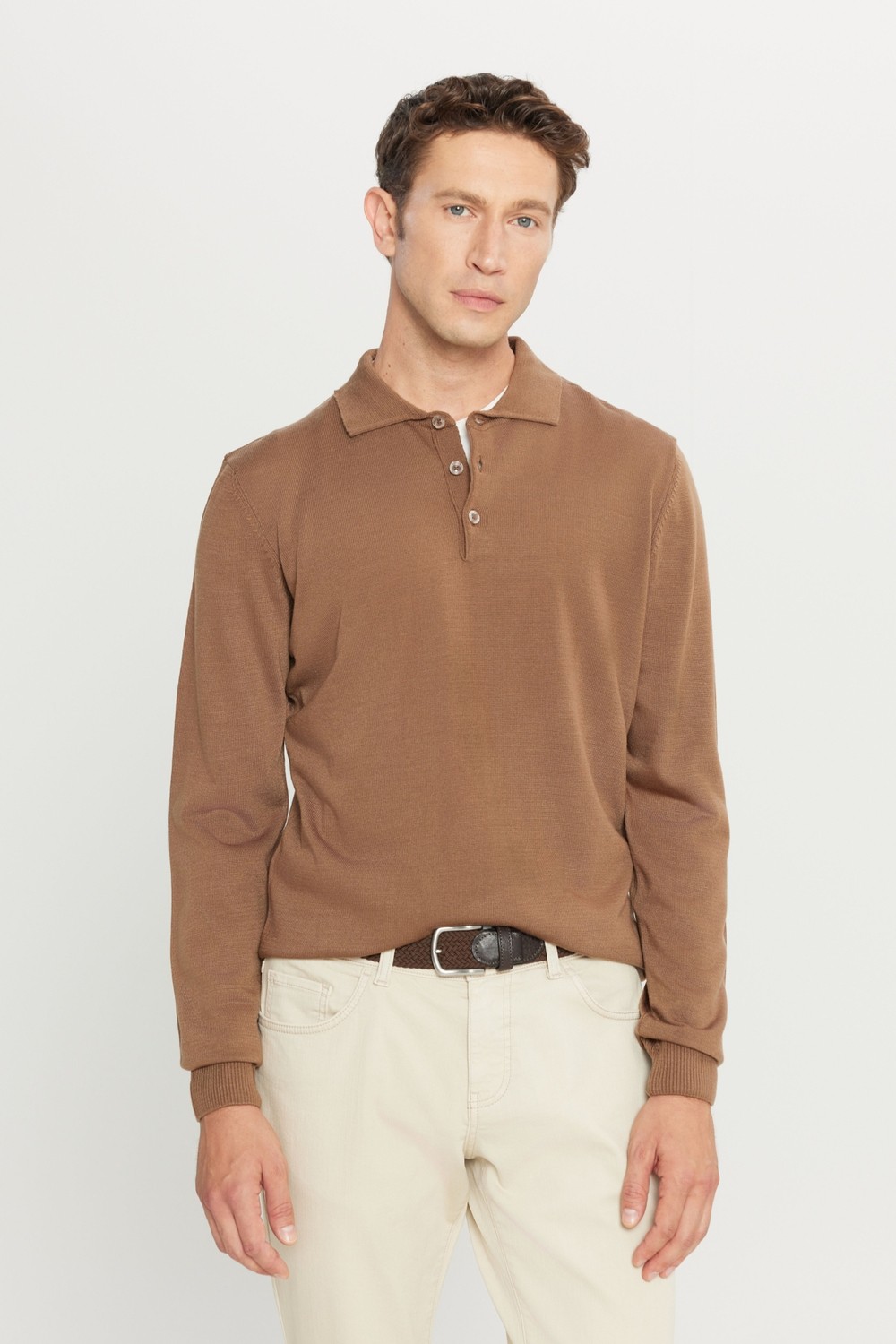Altınyıldız Classics ALTINYILDIZ CLASSICS Erkek Bordo Tüylenme Yapmayan Anti Pilling Kumaş Standart Fit Normal Kesim Polo Yaka Triko Kazak