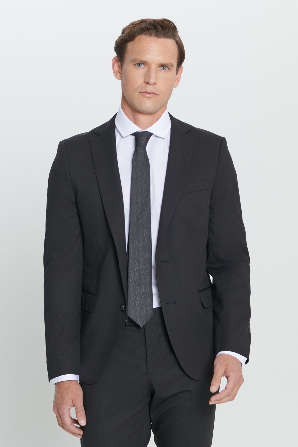 Altınyıldız Classics Erkek Siyah Slim Fit Dar Kesim Mono Yaka Takım Elbise görsel 7