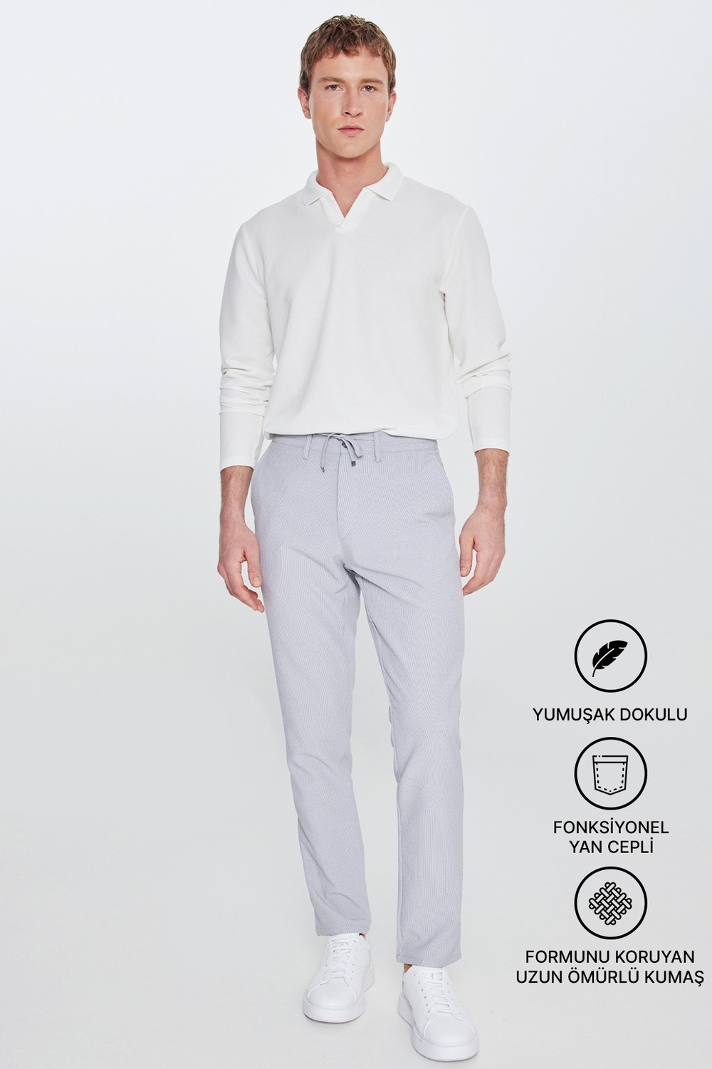 Altınyıldız Classics Erkek Siyah Slim Fit Dar Kesim Beli Bağlamalı Yan Cepli Casual Jogger Pantolon