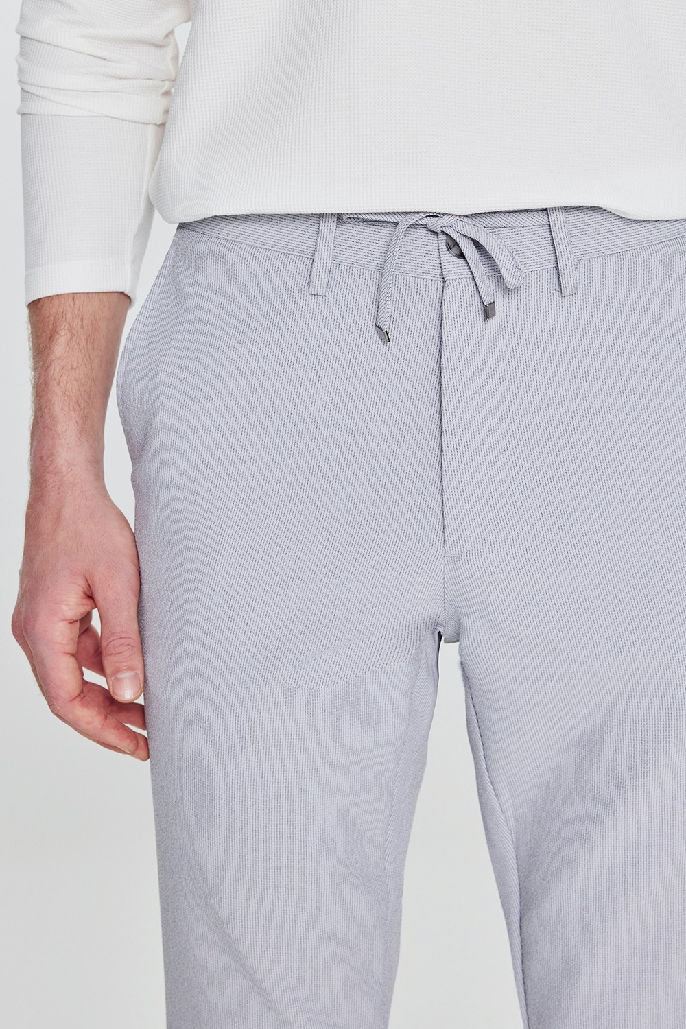 Altınyıldız Classics Erkek Siyah Slim Fit Dar Kesim Beli Bağlamalı Yan Cepli Casual Jogger Pantolon görsel 6