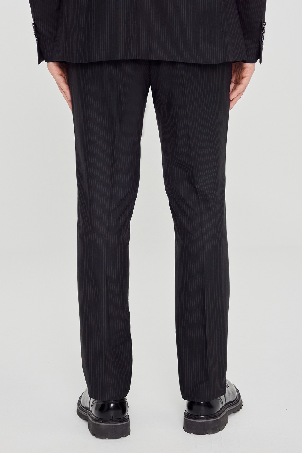 Altınyıldız Classics Erkek Siyah Slim Fit Kırlangıç Yaka Çizgili Esnek Takım Elbise görsel 7