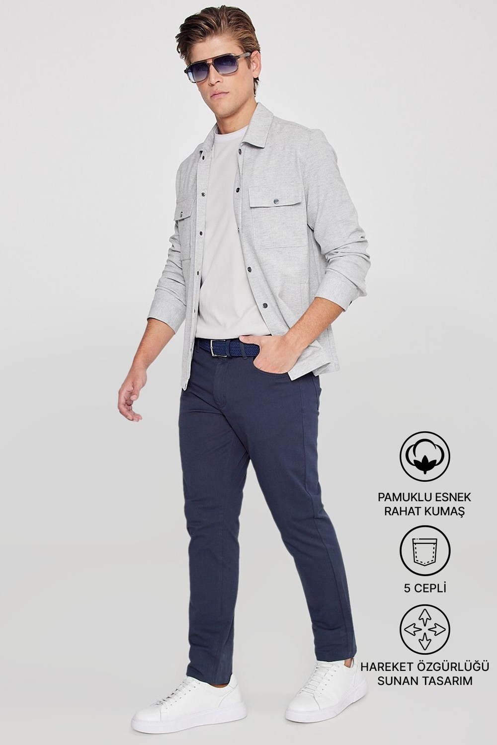 Altınyıldız Classics Erkek Siyah Diz İzi Yapmayan Slim Fit Dar Kesim 5 Cep Pamuklu Kanvas Esnek Chino Pantolon