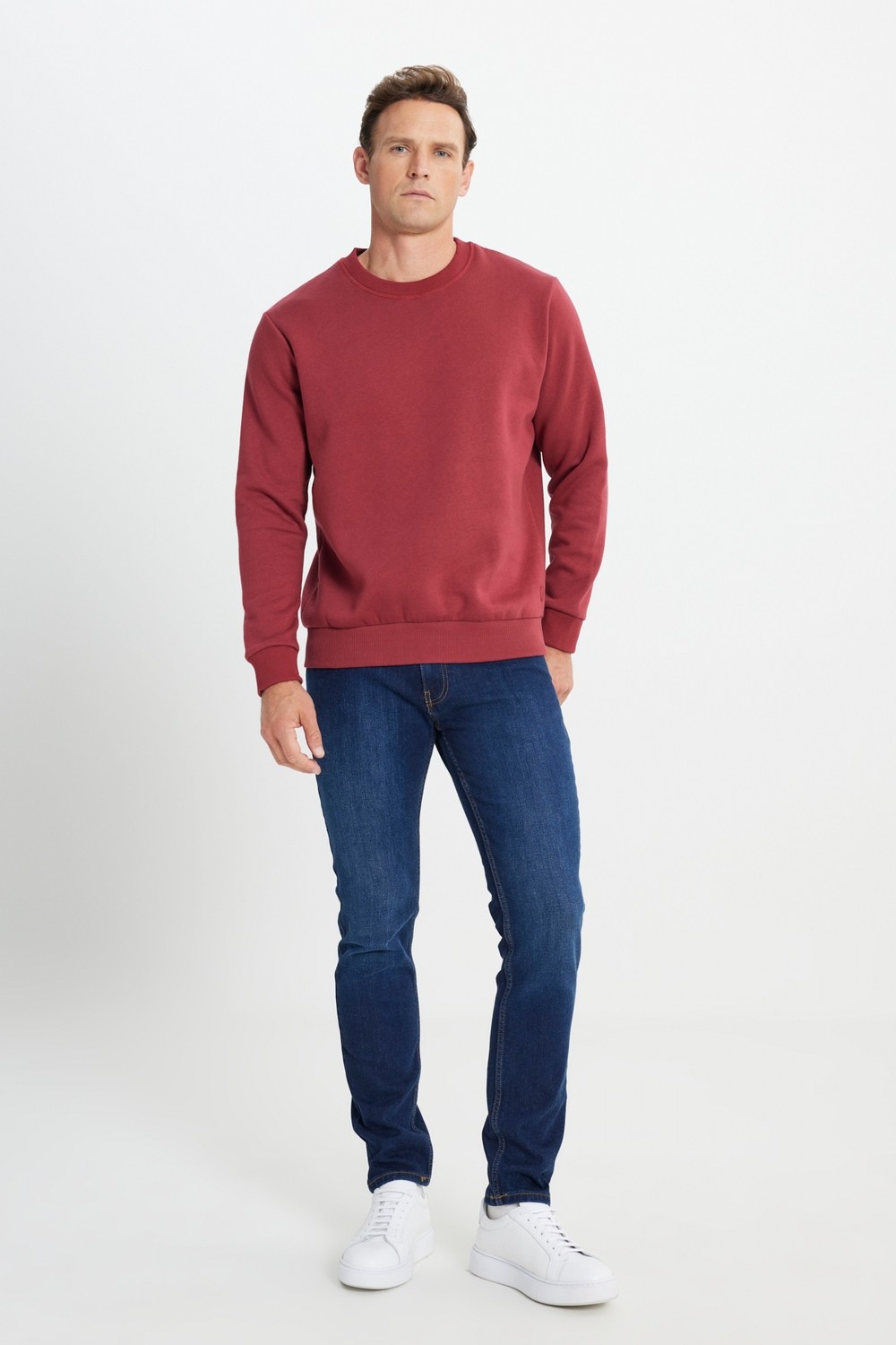 Altınyıldız Classics Erkek Siyah Standart Fit Normal Kesim Içi Polarlı 3 Iplik Bisiklet Yaka Pamuklu Sweatshirt görsel 3