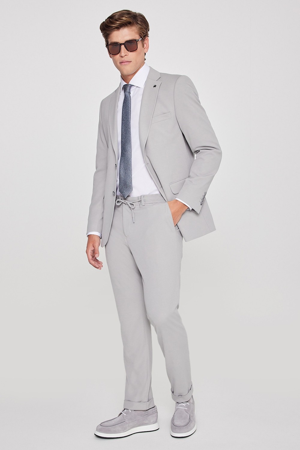Altınyıldız Classics Erkek Siyah Slim Fit Dar Kesim Mono Yaka Beli Bağlamalı Kapak Cepli Esnek Takım Elbise görsel 5