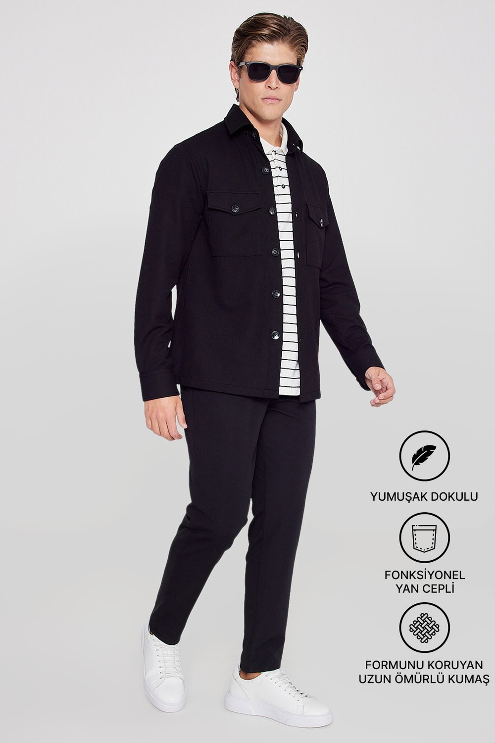 Altınyıldız Classics Erkek Siyah Slim Fit Dar Kesim Beli Bağlamalı Yan Cepli Casual Jogger Pantolon
