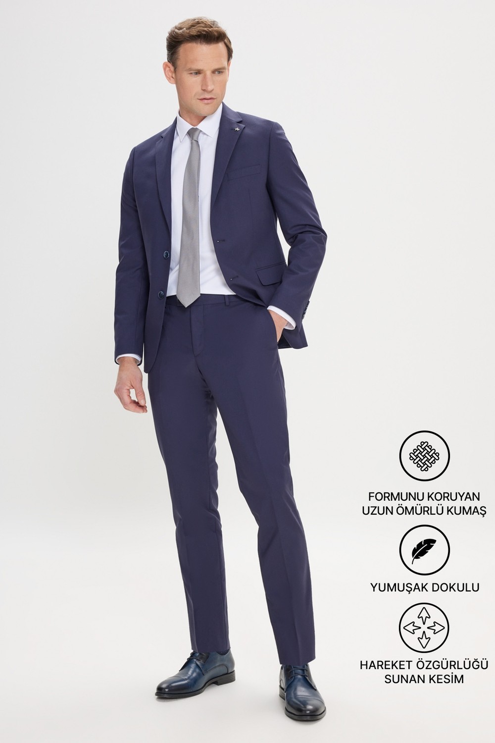 Altınyıldız Classics Erkek Lacivert Slim Fit Dar Kesim Mono Yaka Takım Elbise