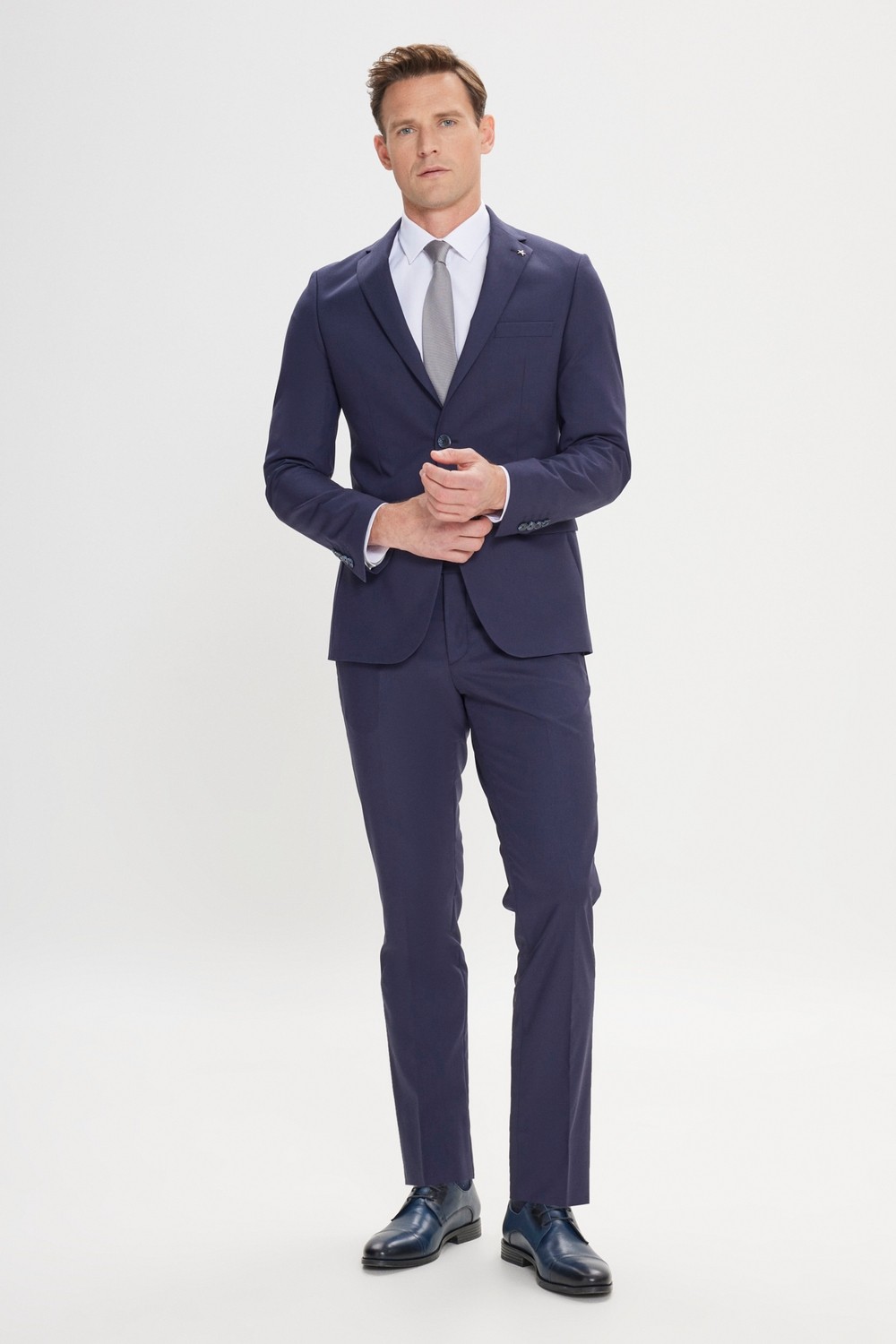 Altınyıldız Classics Erkek Lacivert Slim Fit Dar Kesim Mono Yaka Takım Elbise görsel 2