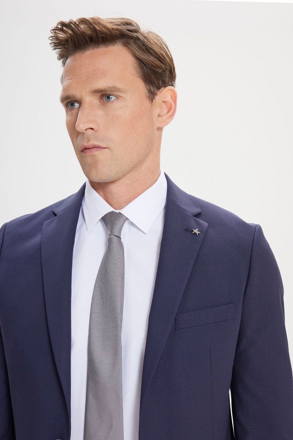 Altınyıldız Classics Erkek Lacivert Slim Fit Dar Kesim Mono Yaka Takım Elbise görsel 4