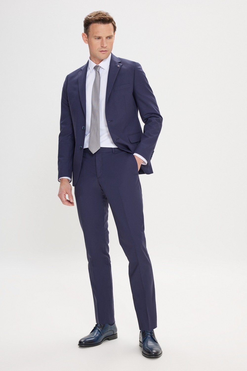 Altınyıldız Classics Erkek Lacivert Slim Fit Dar Kesim Mono Yaka Takım Elbise görsel 6