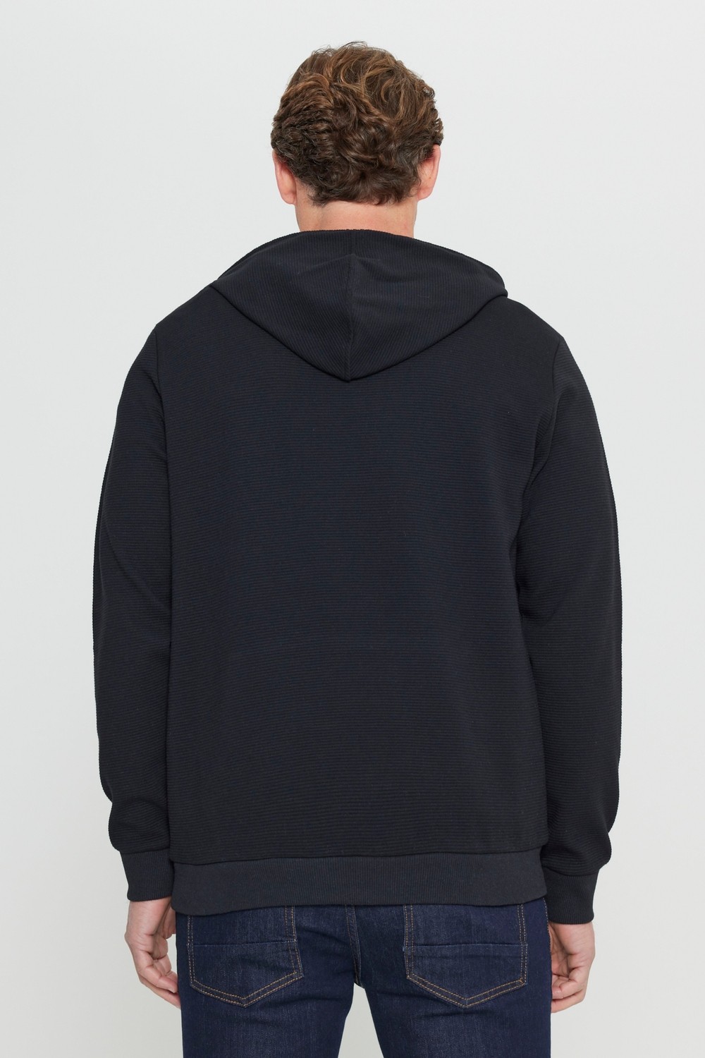 Altınyıldız Classics Erkek Siyah 2 İplik Sıcak Tutan Standart Fit Normal Kesim Kapüşonlu Dokulu Cepli Sweatshirt görsel 5