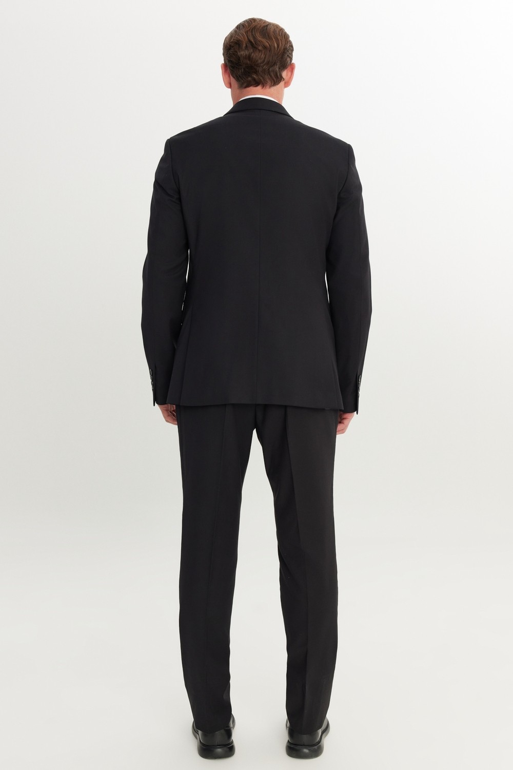 Altınyıldız Classics Erkek Siyah Slim Fit Dar Kesim Mono Yaka Armürlü Esnek Takım Elbise görsel 8