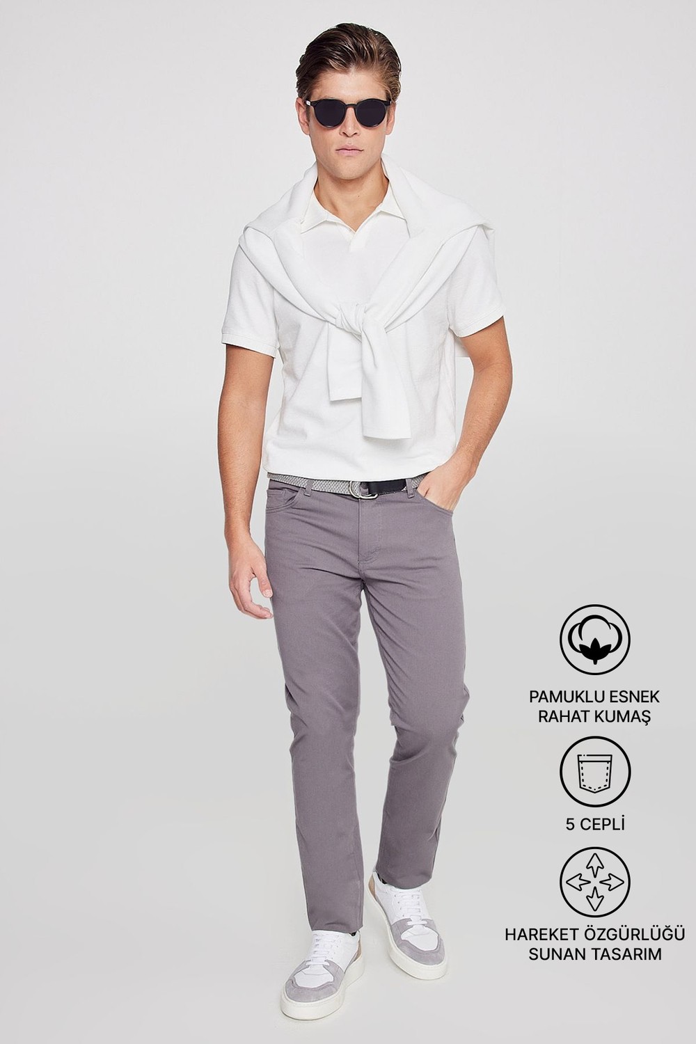 Altınyıldız Classics Erkek Siyah Diz İzi Yapmayan Slim Fit Dar Kesim 5 Cep Pamuklu Kanvas Esnek Chino Pantolon
