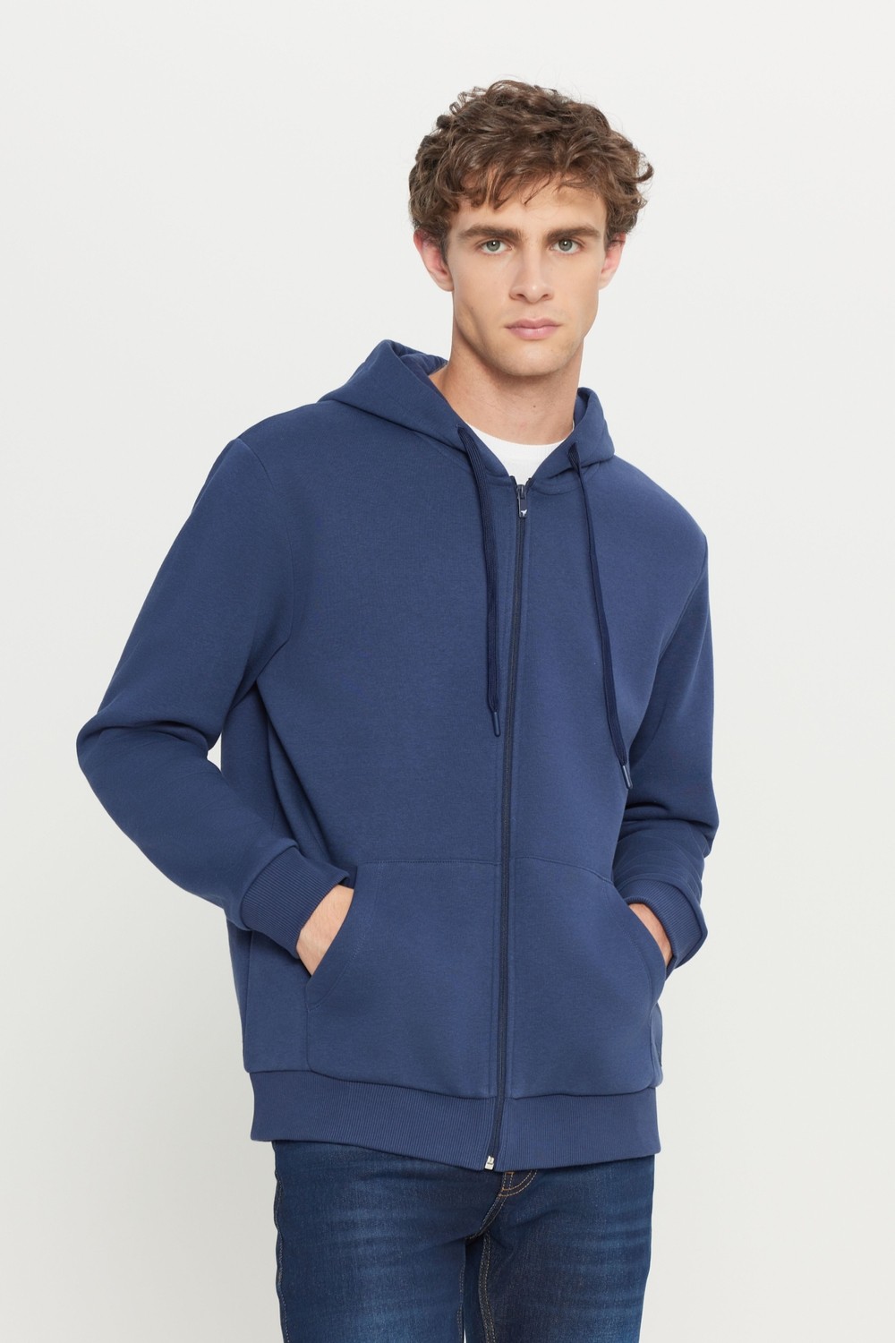 Altınyıldız Classics Erkek Antrasit-melanj Standart Fit Normal Kesim Kapüşonlu Fermuarlı Sweatshirt Ceket