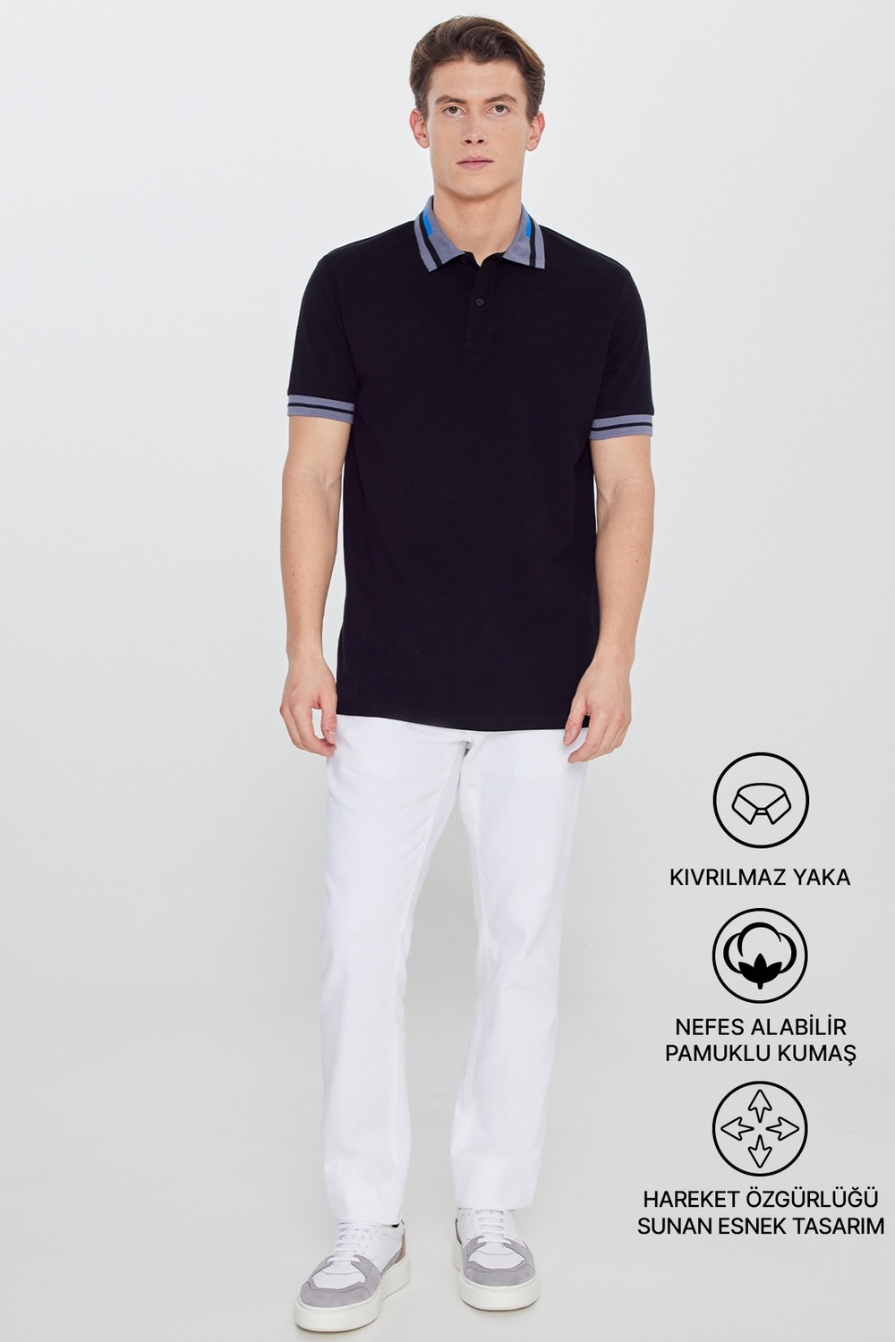 Altınyıldız Classics Erkek Bej Slim Fit Dar Kesim %100 Pamuk Kıvrılmaz Polo Yaka Tişört görsel 2