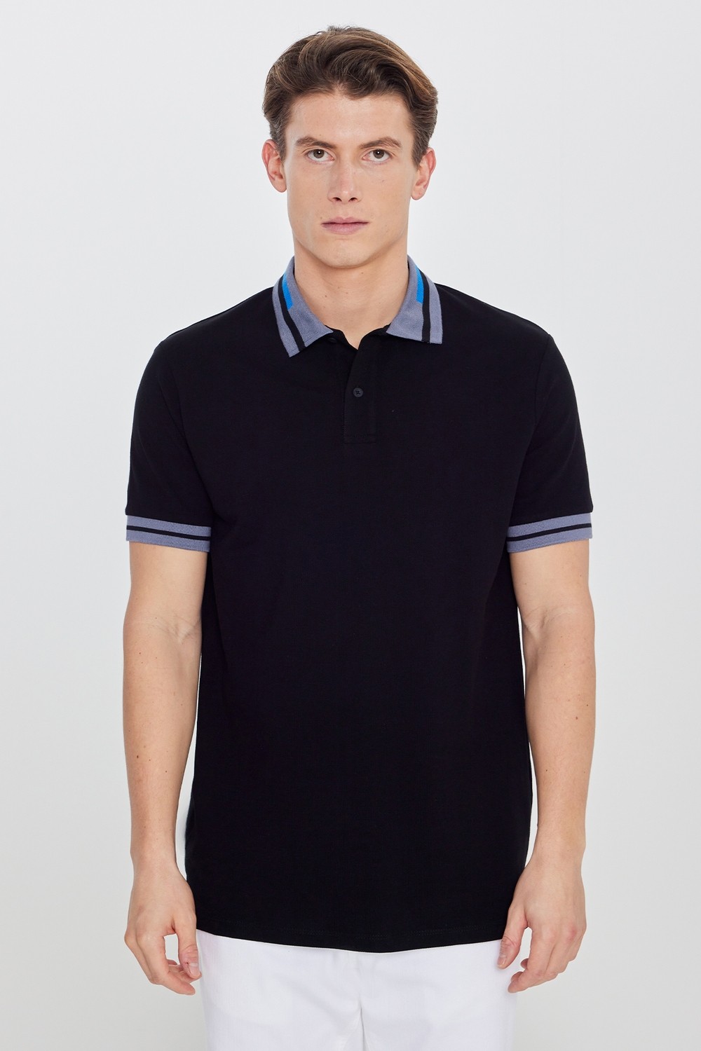 Altınyıldız Classics Erkek Bej Slim Fit Dar Kesim %100 Pamuk Kıvrılmaz Polo Yaka Tişört görsel 3