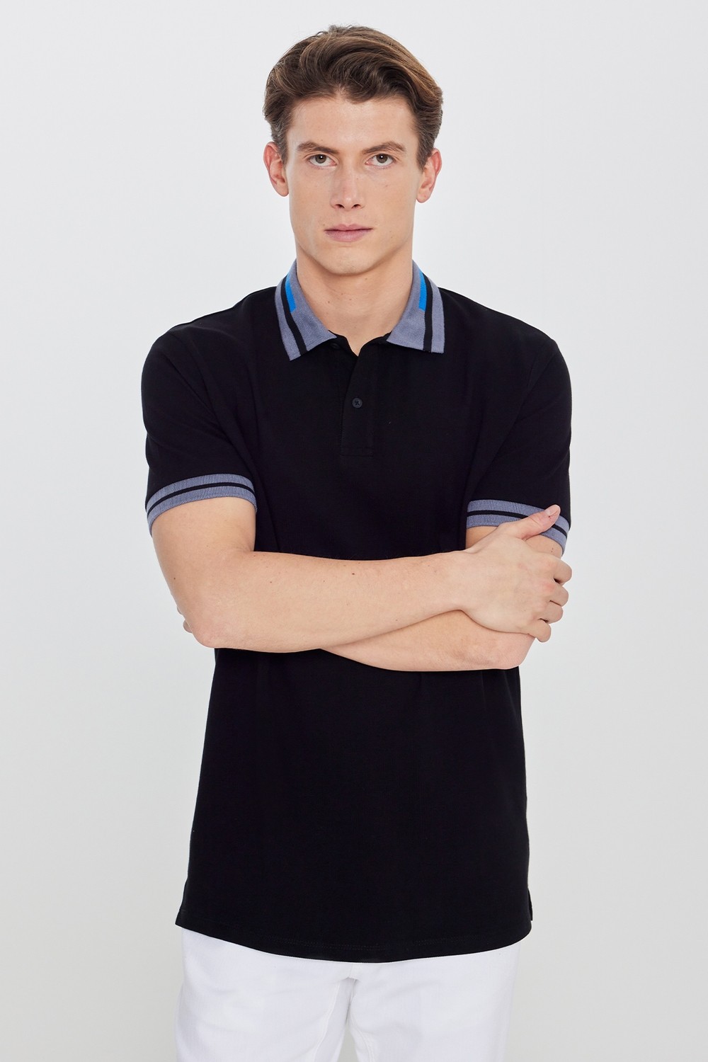 Altınyıldız Classics Erkek Bej Slim Fit Dar Kesim %100 Pamuk Kıvrılmaz Polo Yaka Tişört görsel 5