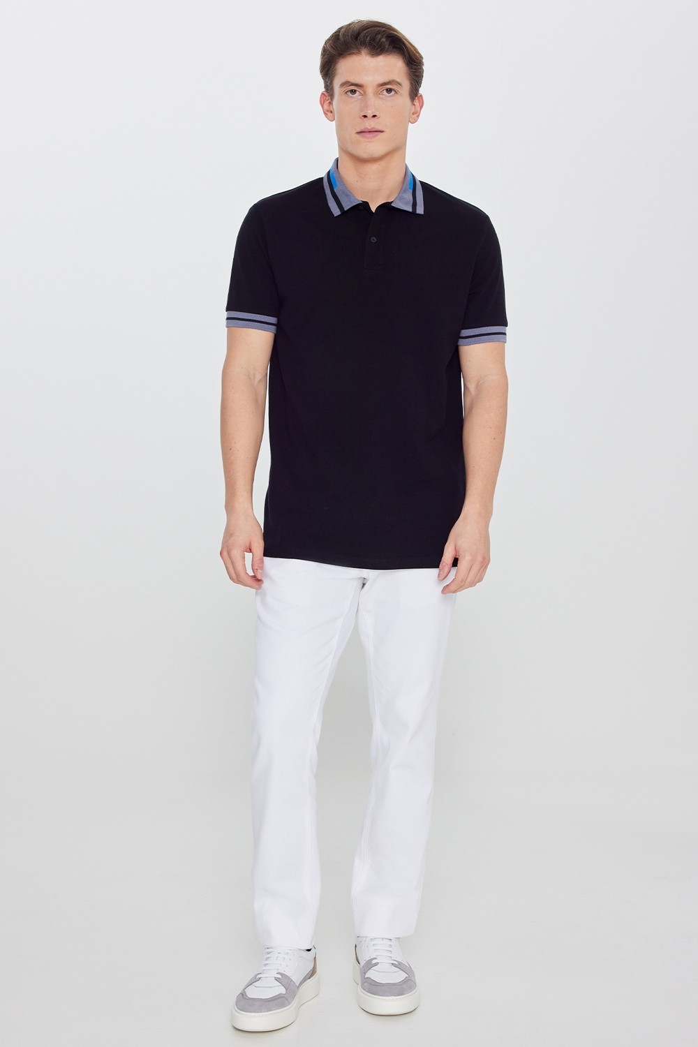 Altınyıldız Classics Erkek Bej Slim Fit Dar Kesim %100 Pamuk Kıvrılmaz Polo Yaka Tişört görsel 7