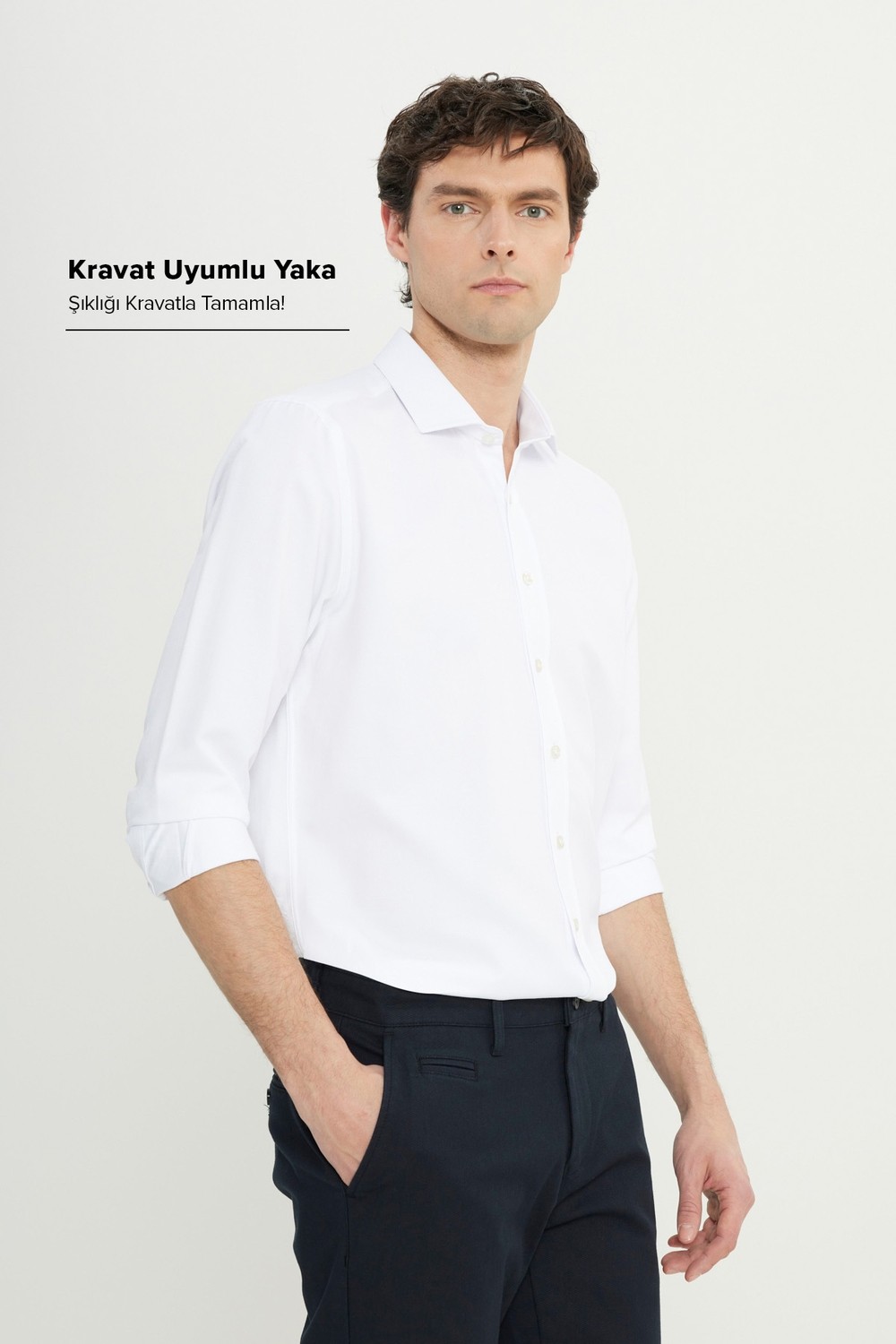 Altınyıldız Classics Erkek Beyaz Kolay Ütülenebilir Slim Fit Dar Kesim Italyan Yaka Armürlü Gömlek