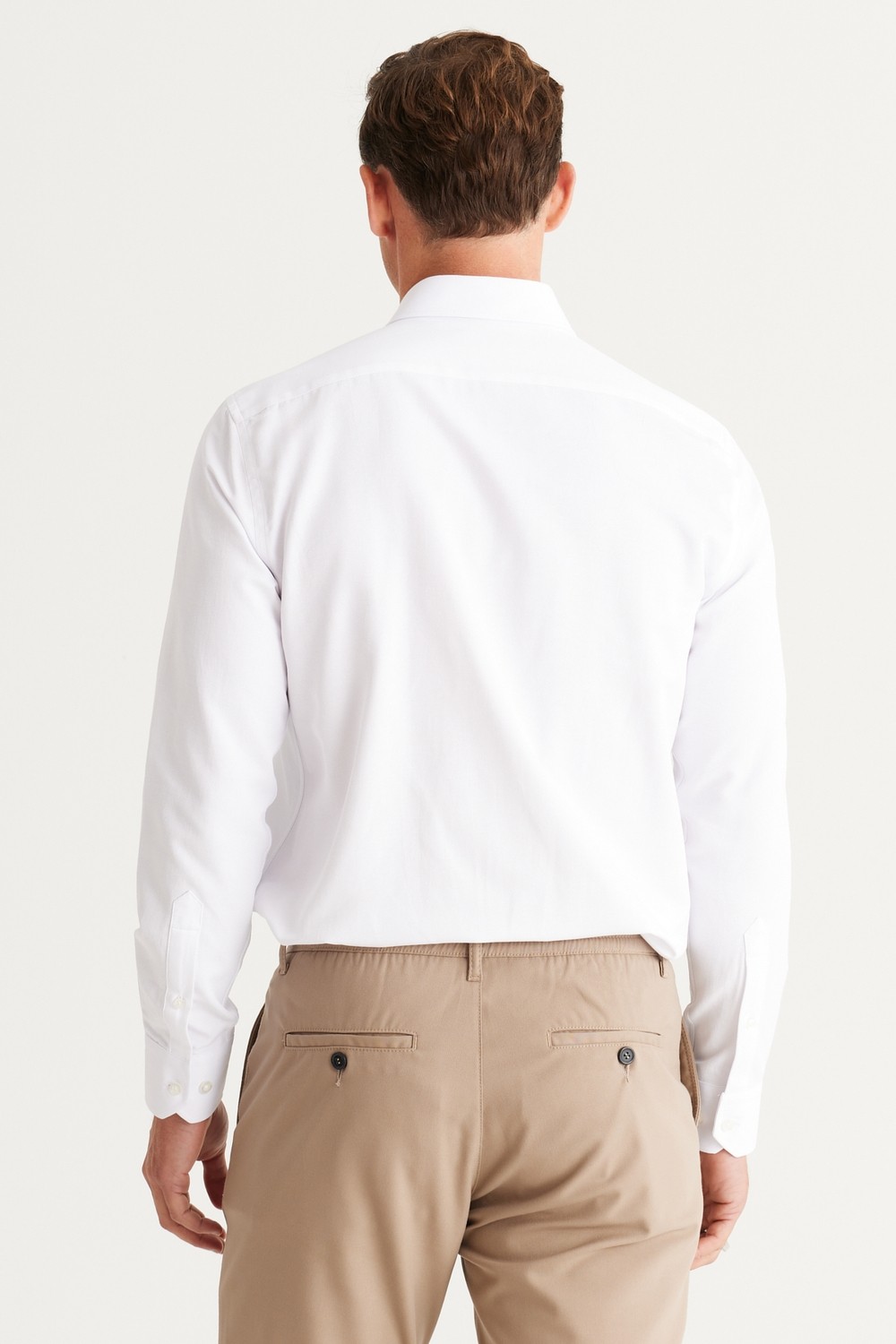 Altınyıldız Classics Erkek Beyaz Kolay Ütülenebilir Slim Fit Dar Kesim Oxford Düğmeli Yaka Armürlü Pamuklu Gömlek görsel 8