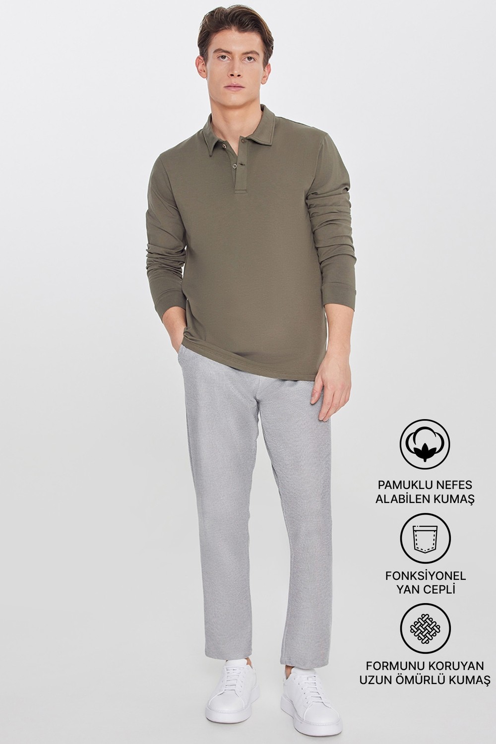 Altınyıldız Classics Erkek Siyah Pamuklu Esnek Beli Lastikli Diagonal Desenli Jogger Pantolon Standart Fit Normal Kesim