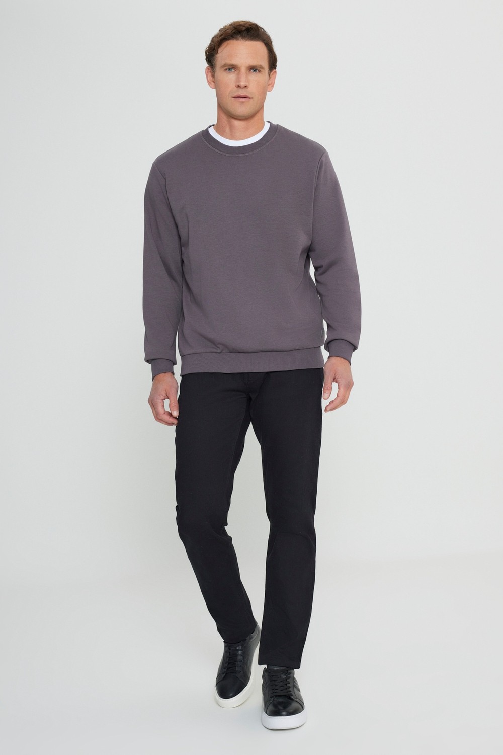 Altınyıldız Classics Erkek Siyah Standart Fit Normal Kesim Içi Polarlı 3 Iplik Bisiklet Yaka Pamuklu Sweatshirt görsel 7