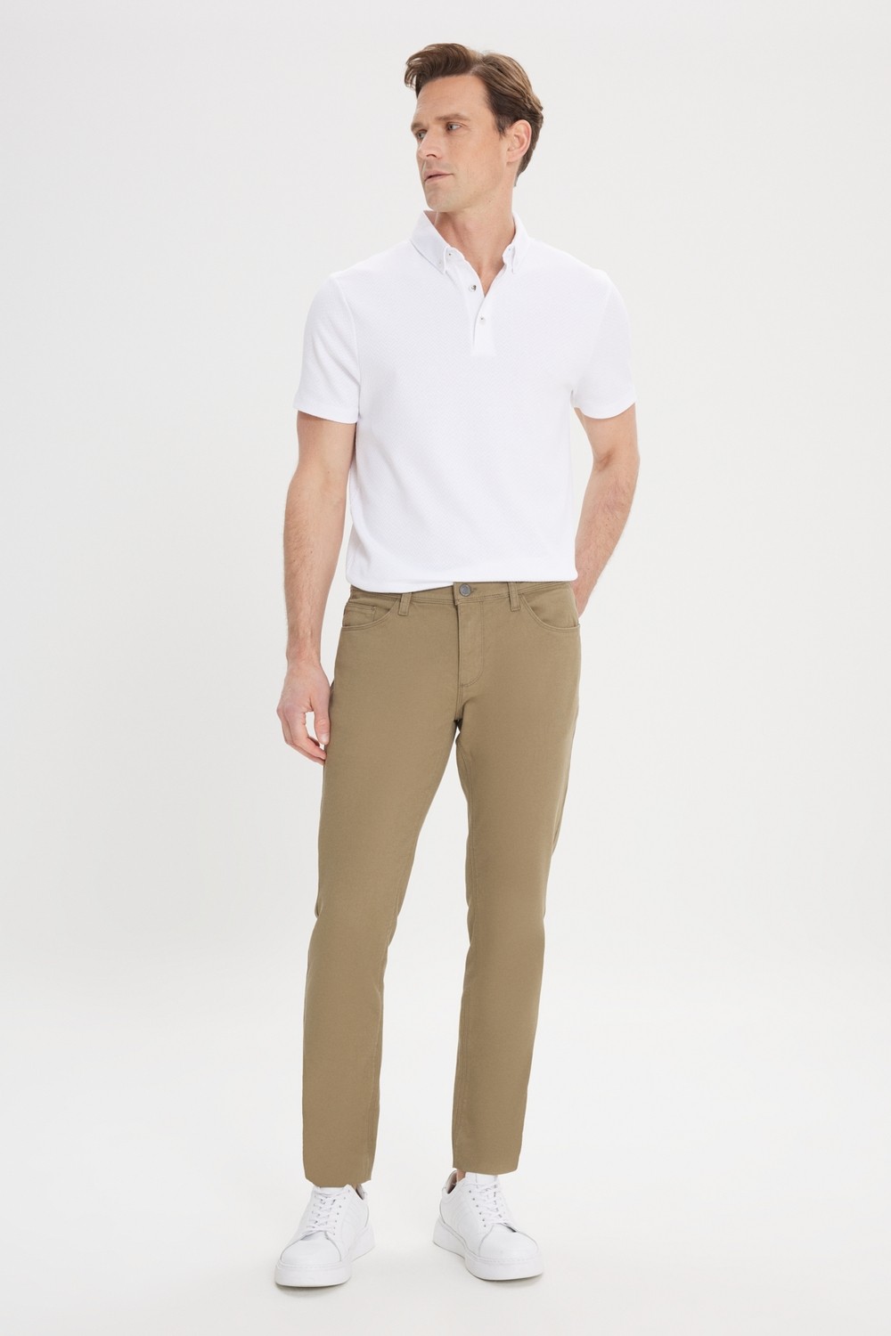 Altınyıldız Classics Erkek Yeşil Slim Fit Dar Kesim 5 Cep Armürlü Esnek Pantolon görsel 3
