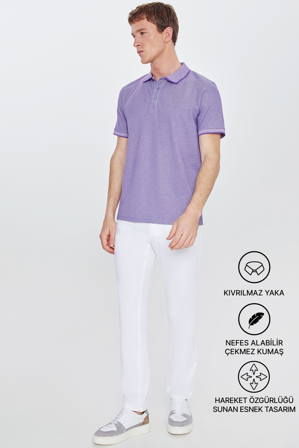 Altınyıldız Classics Erkek Çekmeyen Pamuklu Kumaş Slim Fit Dar Kesim Simsiyah Kıvrılmaz Polo Yaka T-shirt