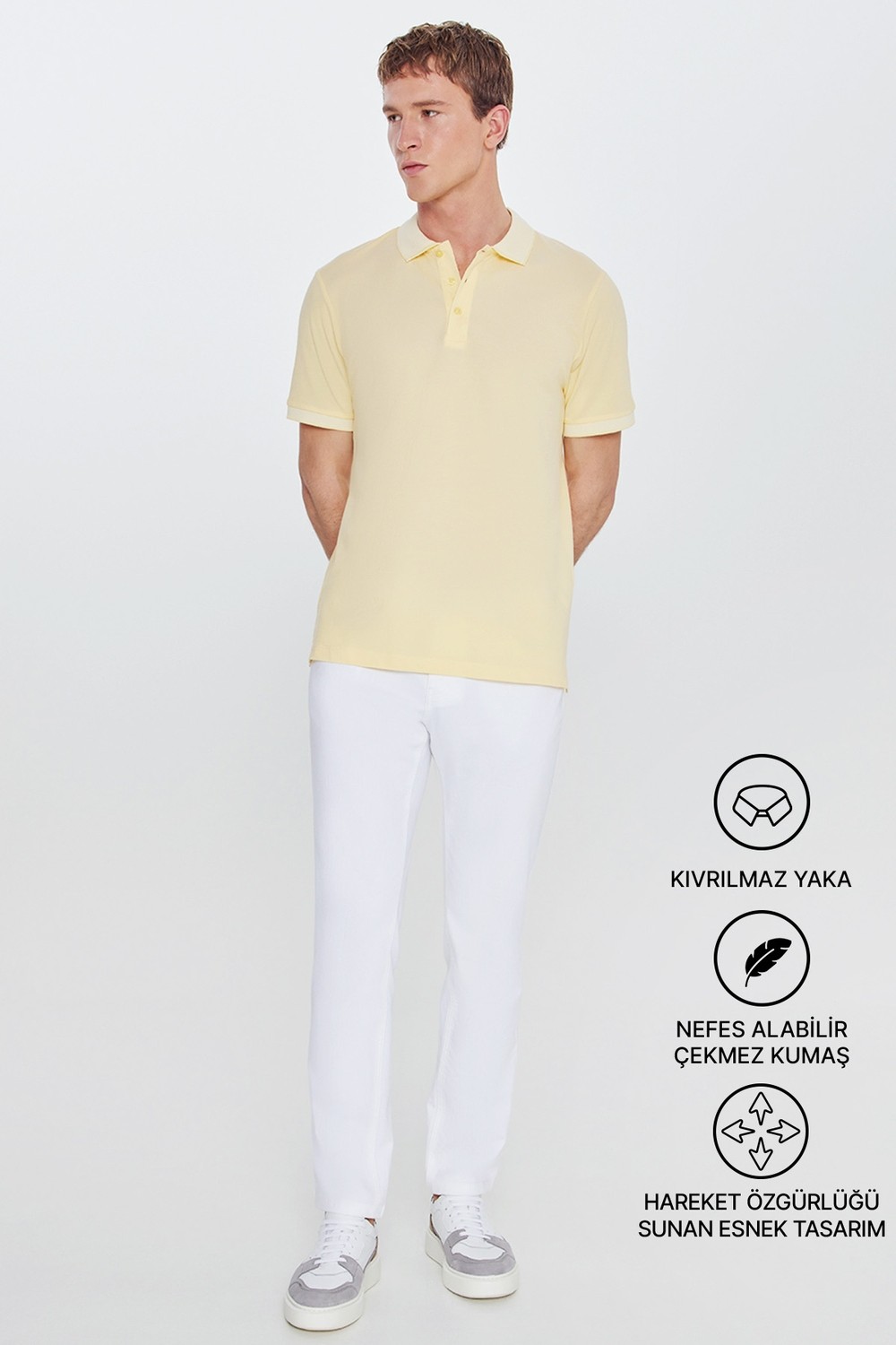 Altınyıldız Classics Erkek Çekmeyen Pamuklu Kumaş Slim Fit Dar Kesim Simsiyah Kıvrılmaz Polo Yaka T-shirt