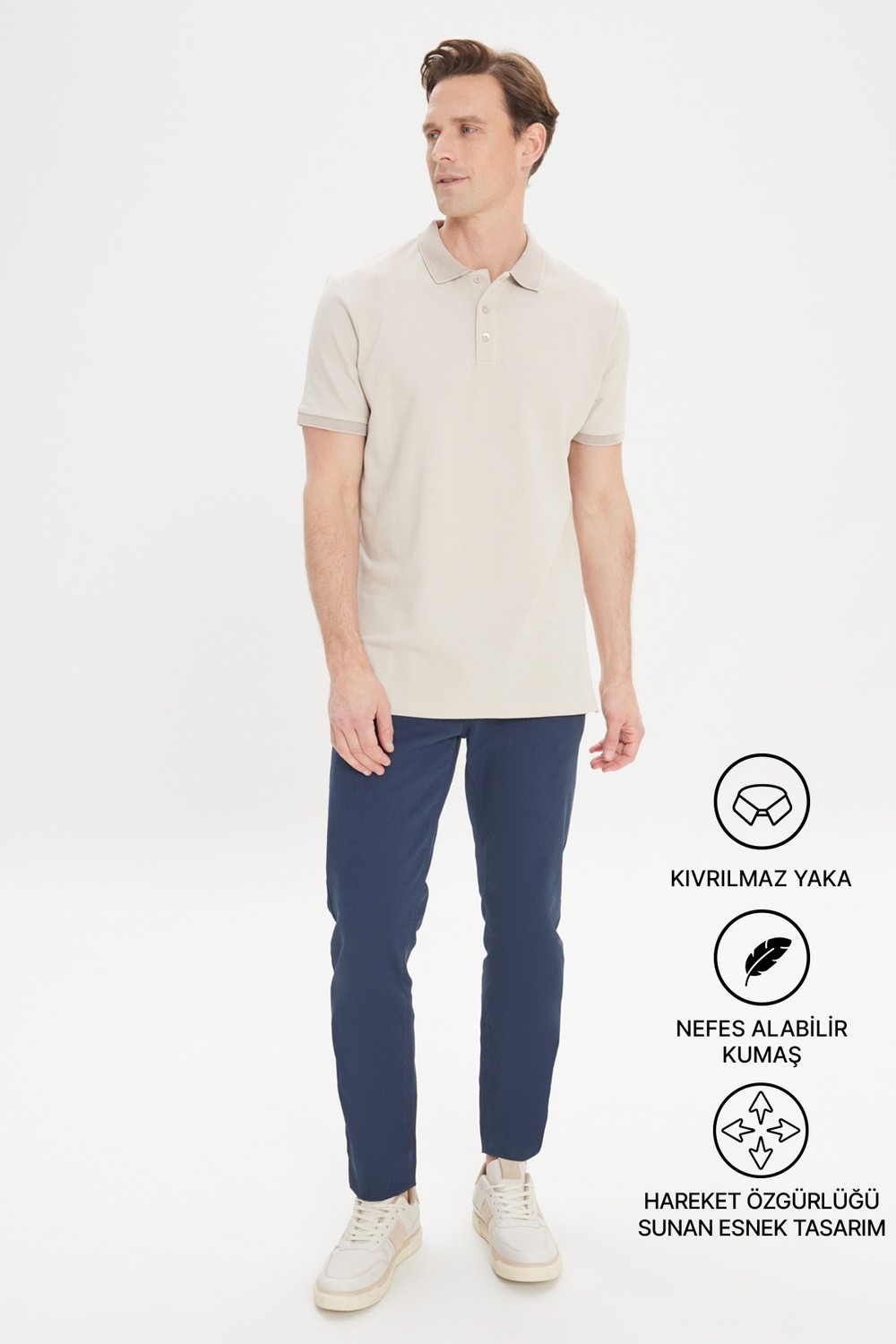 Altınyıldız Classics Erkek Siyah %100 Pamuk Kıvrılmaz Pike Polo Yaka Slim Fit Dar Kesim Tişört