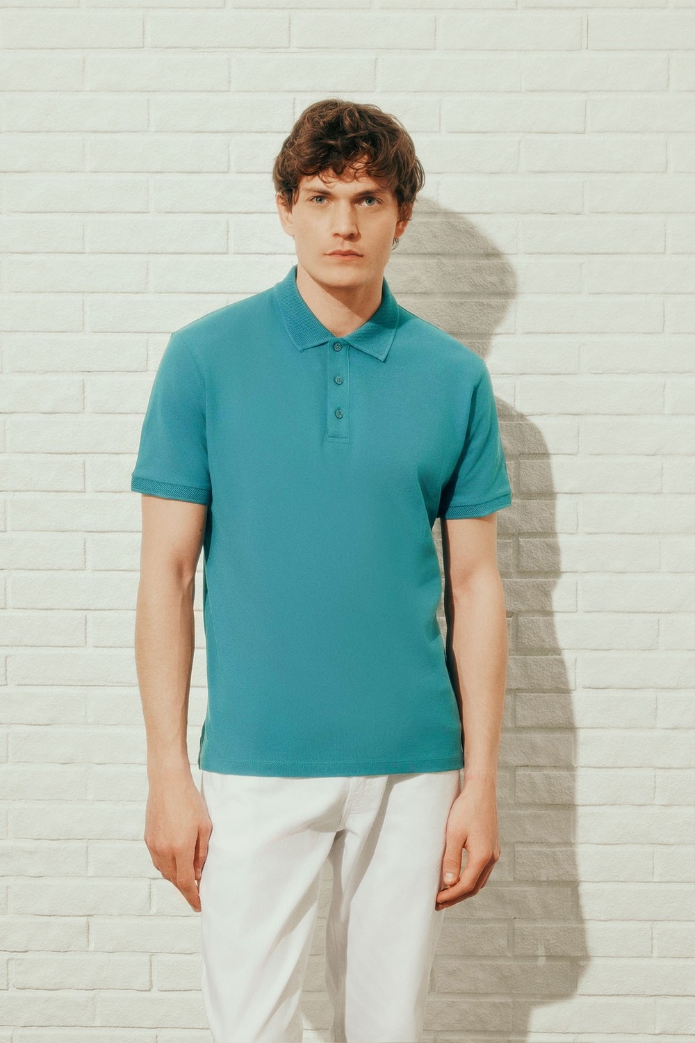 Altınyıldız Classics Erkek Siyah %100 Pamuk Kıvrılmaz Pike Polo Yaka Slim Fit Dar Kesim Tişört görsel 3