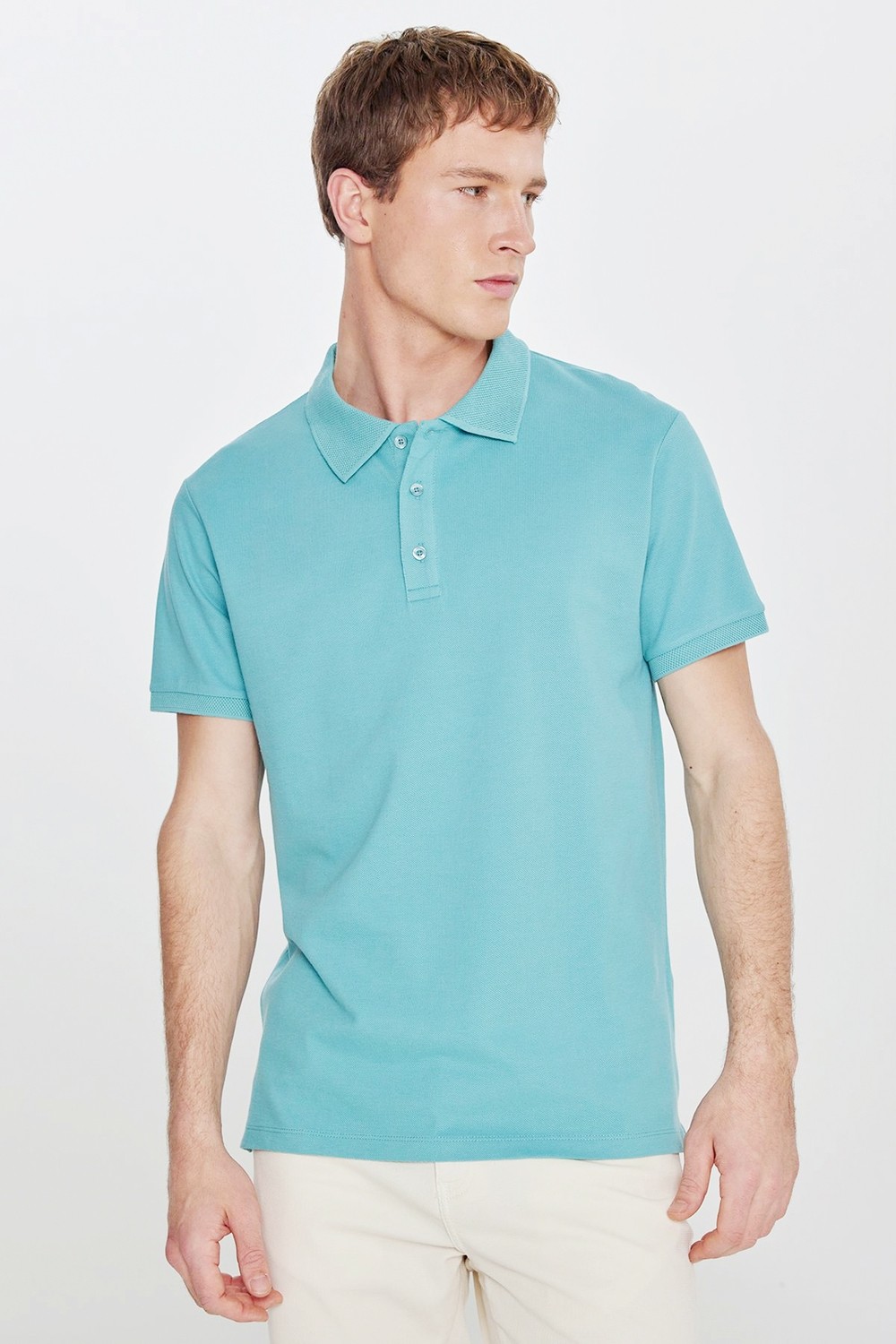 Altınyıldız Classics Erkek Siyah %100 Pamuk Kıvrılmaz Pike Polo Yaka Slim Fit Dar Kesim Tişört görsel 4