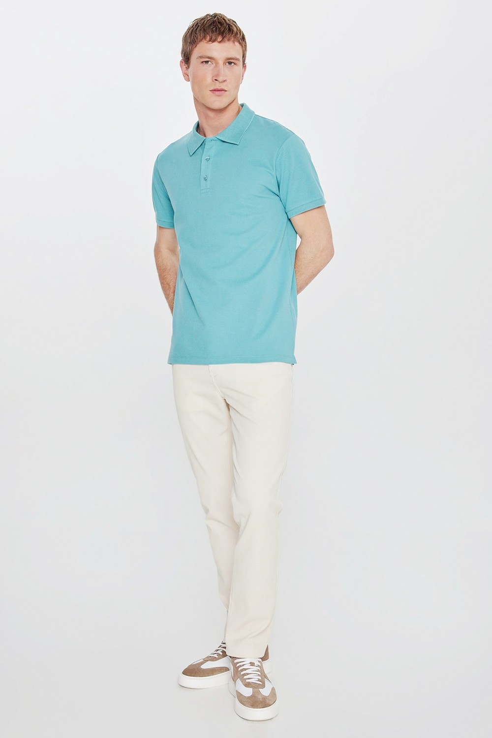 Altınyıldız Classics Erkek Siyah %100 Pamuk Kıvrılmaz Pike Polo Yaka Slim Fit Dar Kesim Tişört görsel 5