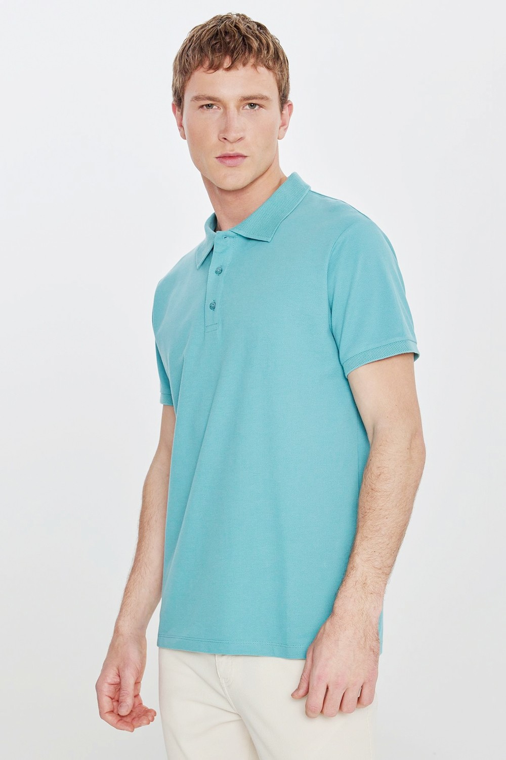 Altınyıldız Classics Erkek Siyah %100 Pamuk Kıvrılmaz Pike Polo Yaka Slim Fit Dar Kesim Tişört görsel 7