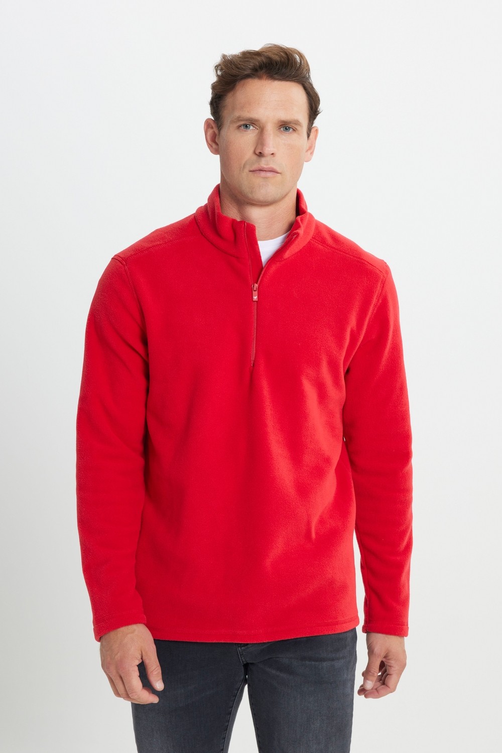 Altınyıldız Classics Erkek Siyah Anti-pilling Tüylenme Yapmayan Standart Fit Dik Yaka Soğuk Geçirmez Polar Sweatshirt