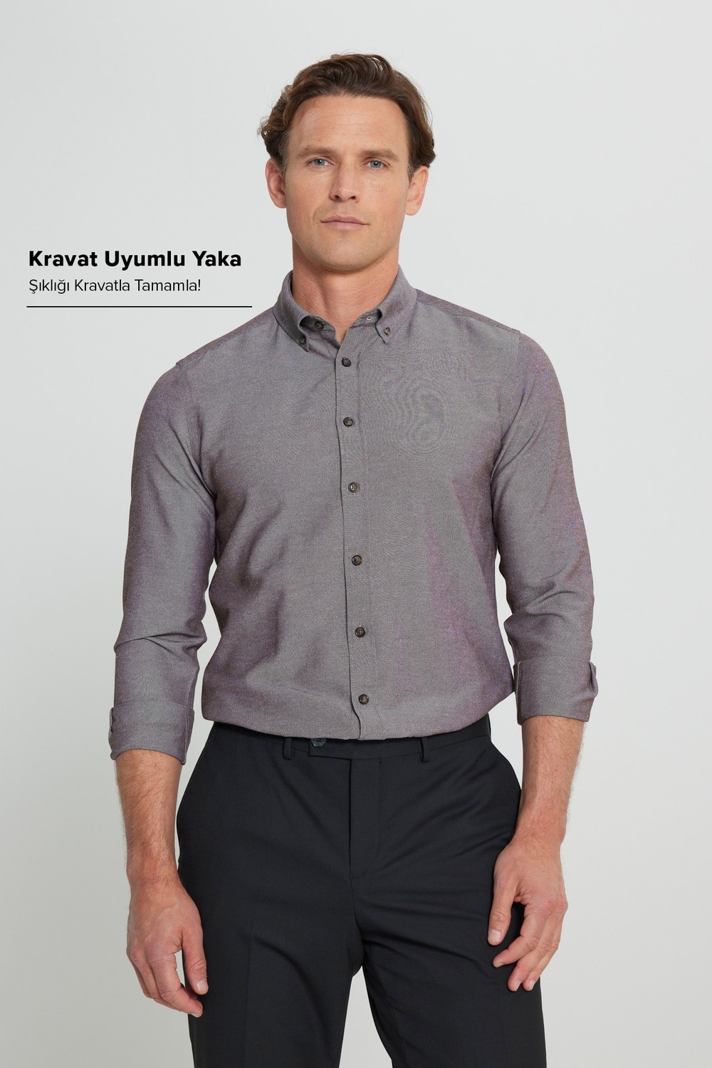Altınyıldız Classics Erkek Oxford Kolay Ütülenebilir Pamuklu Terletmez Gömlek Beyaz Düğmeli Yaka Slim Fit Dar Kesim