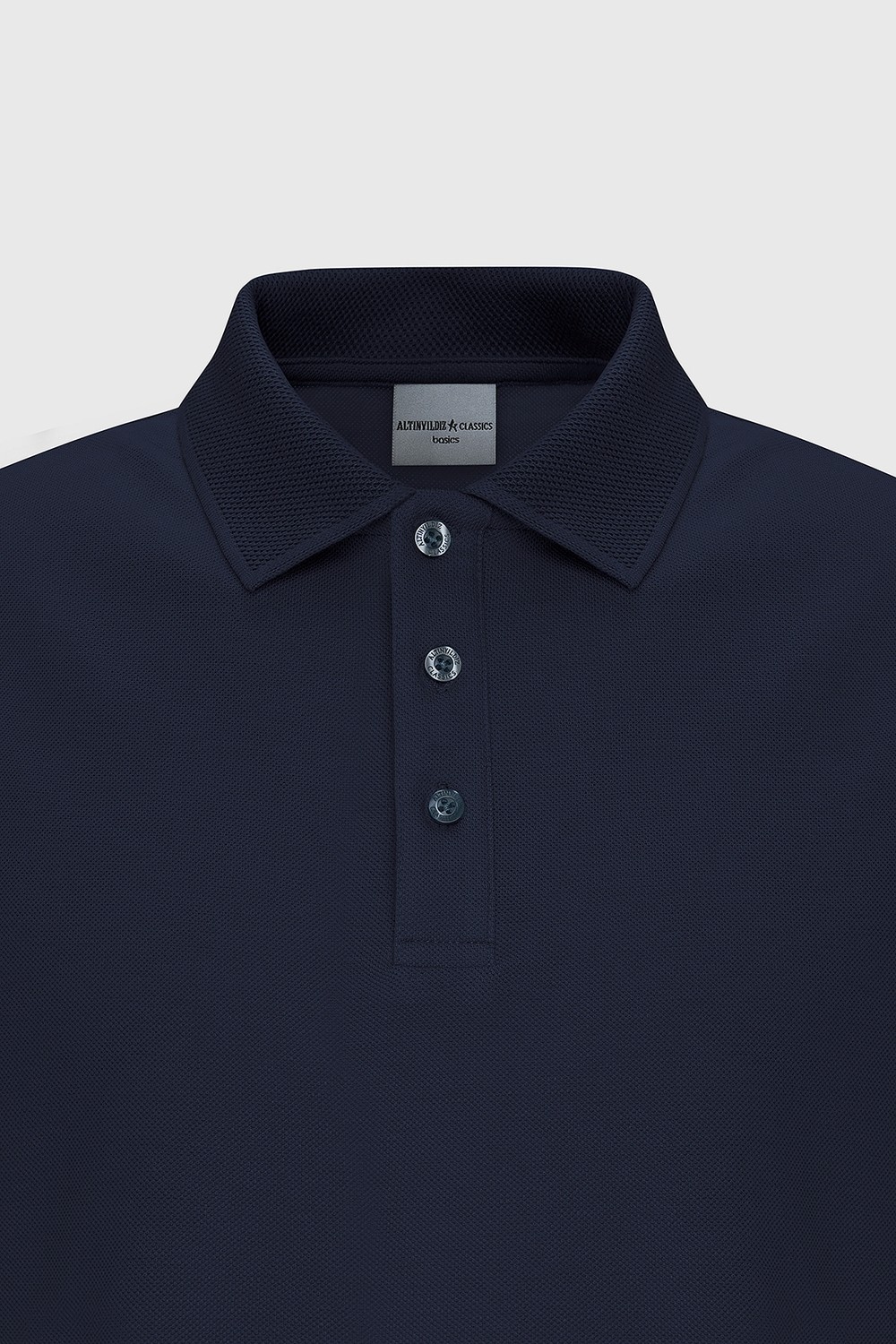 Altınyıldız Classics Erkek Siyah %100 Pamuk Kıvrılmaz Pike Polo Yaka Slim Fit Dar Kesim Tişört
