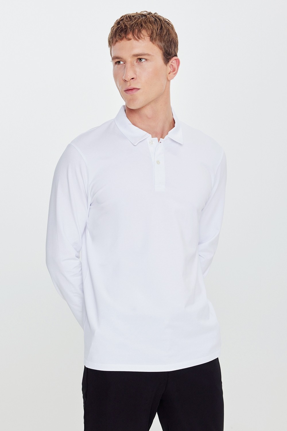 Altınyıldız Classics Erkek Haki Pamuklu Slim Fit Dar Kesim Polo Yaka Uzun Kollu Esnek Tişört görsel 6