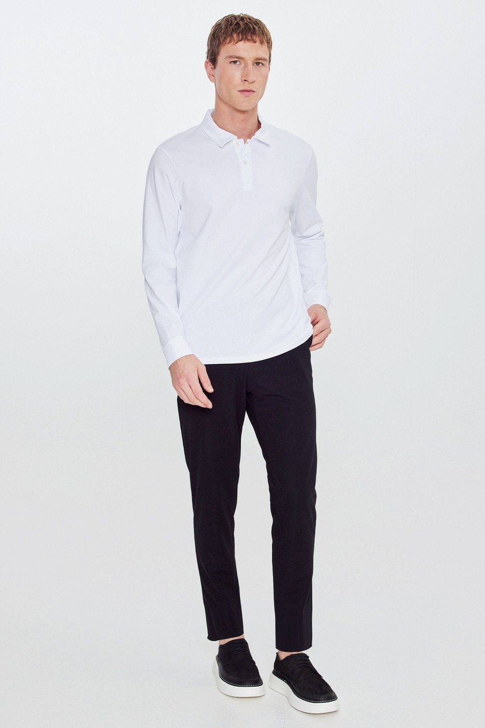 Altınyıldız Classics Erkek Haki Pamuklu Slim Fit Dar Kesim Polo Yaka Uzun Kollu Esnek Tişört görsel 7