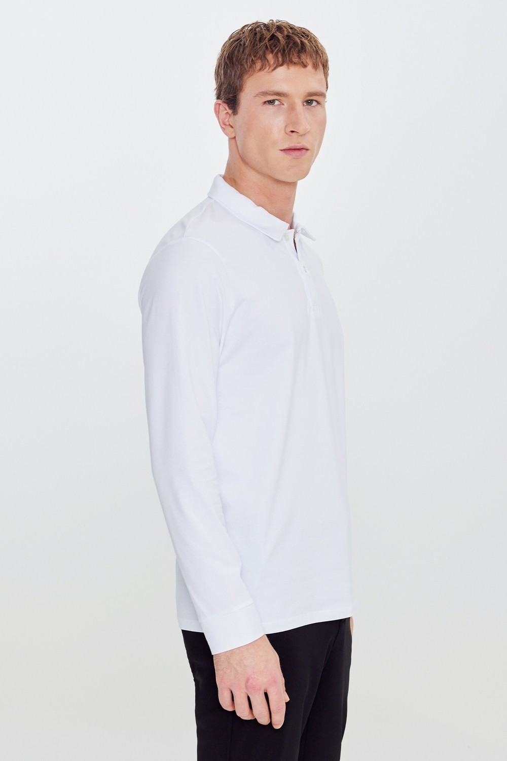 Altınyıldız Classics Erkek Haki Pamuklu Slim Fit Dar Kesim Polo Yaka Uzun Kollu Esnek Tişört görsel 8