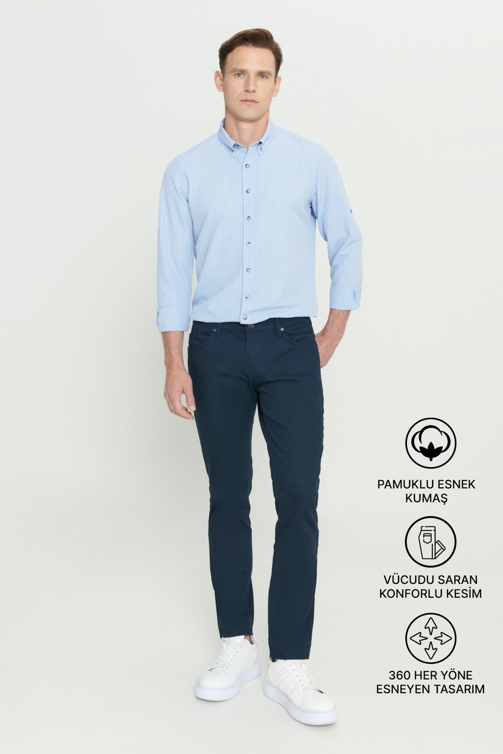 Altınyıldız Classics Erkek Taş Diz İzi Yapmayan 360 Derece Her Yöne Esneyen Slim Fit Diyagonal Desenli Esnek Pantolon