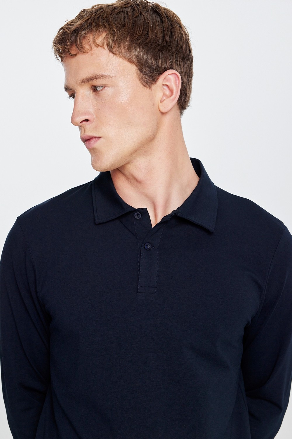Altınyıldız Classics Erkek Haki Pamuklu Slim Fit Dar Kesim Polo Yaka Uzun Kollu Esnek Tişört görsel 4
