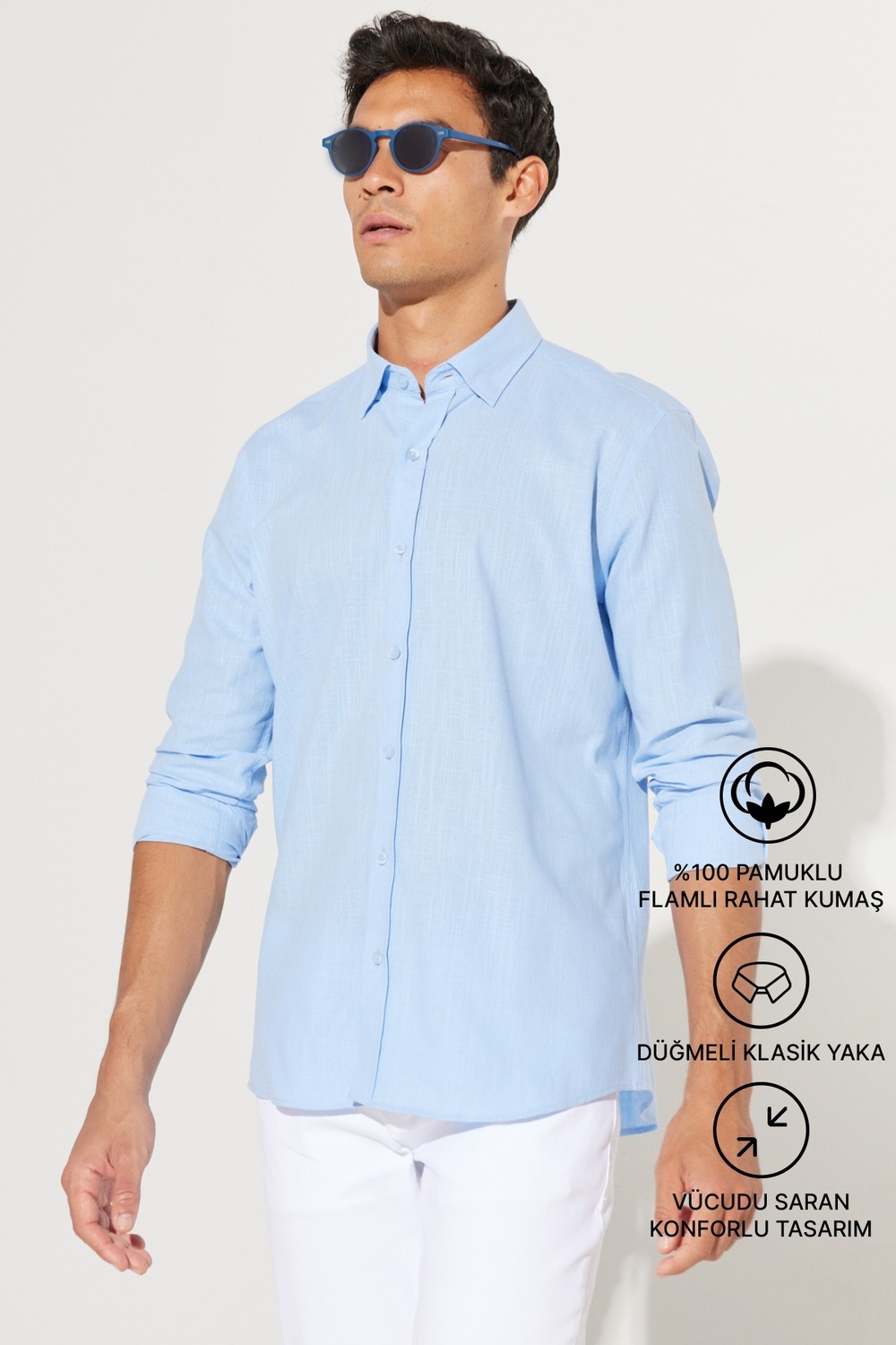 Altınyıldız Classics Erkek Beyaz Kolay Ütülenebilen %100 Pamuk Nefes Alabilen Terletmez Slim Fit Gömlek