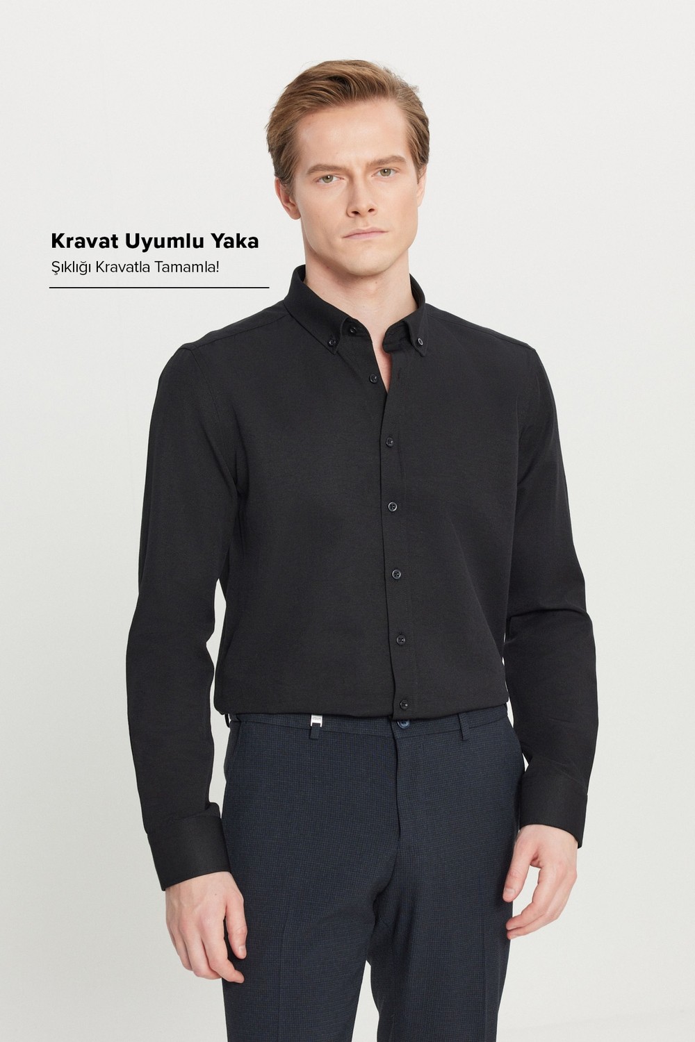 Altınyıldız Classics Erkek Oxford Kolay Ütülenebilir Pamuklu Terletmez Gömlek Beyaz Düğmeli Yaka Slim Fit Dar Kesim görsel 2