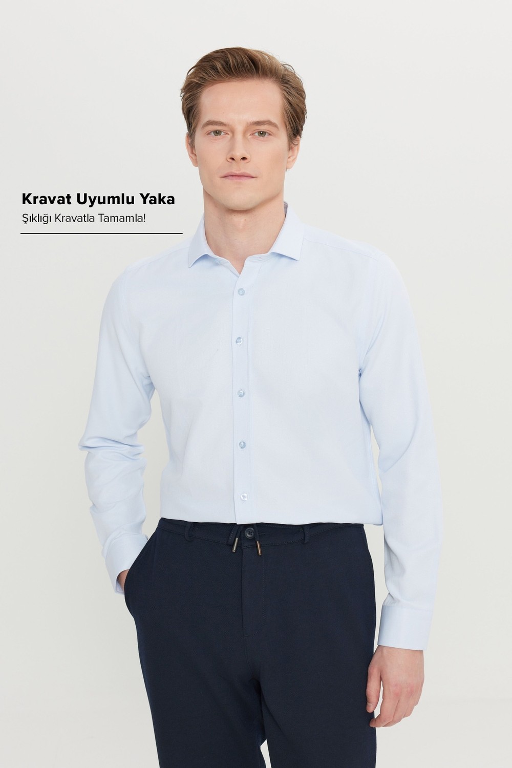 Altınyıldız Classics Erkek Beyaz Kolay Ütülenebilir Slim Fit Dar Kesim Italyan Yaka Armürlü Gömlek görsel 7