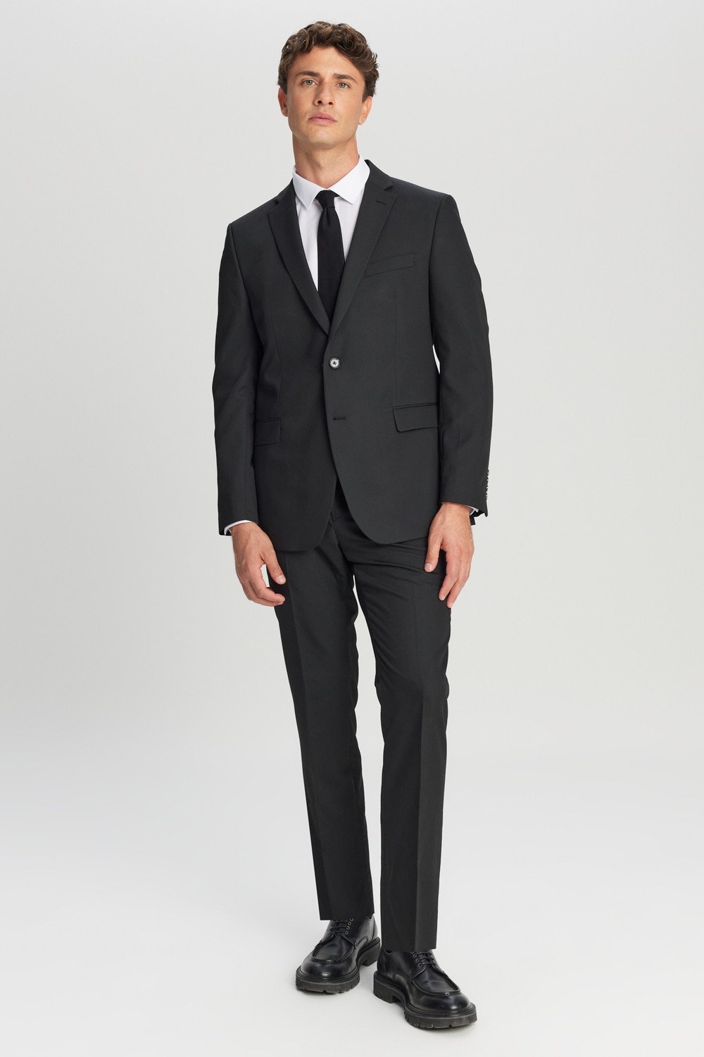 Altınyıldız Classics Erkek Siyah Slim Fit Dar Kesim Mono Yaka Takım Elbise görsel 5