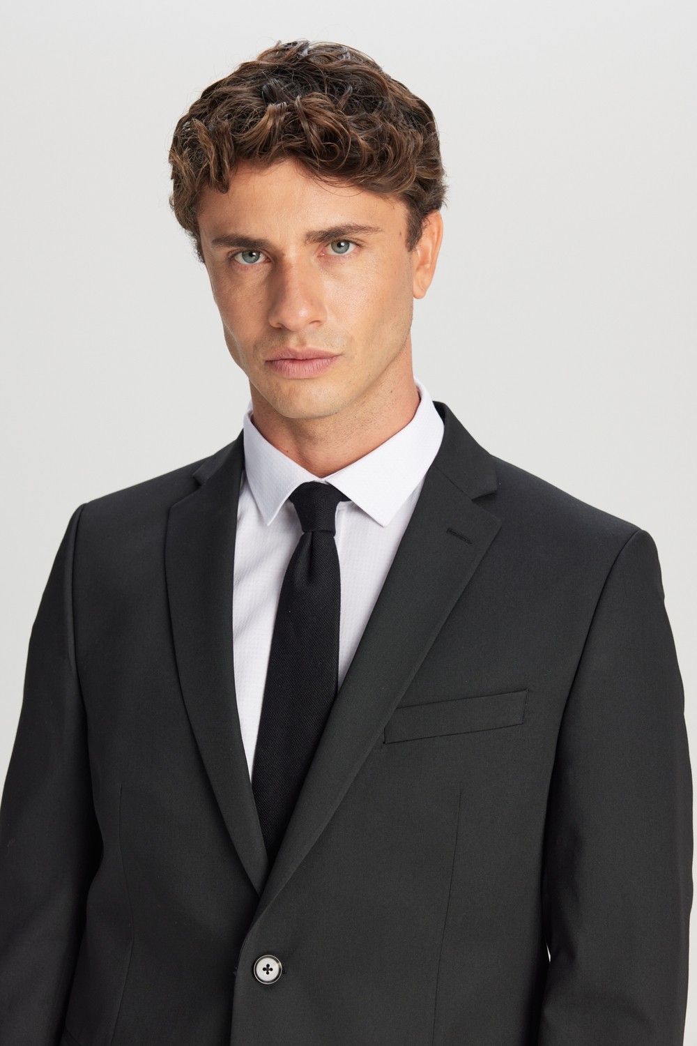 Altınyıldız Classics Erkek Siyah Slim Fit Dar Kesim Mono Yaka Takım Elbise görsel 8